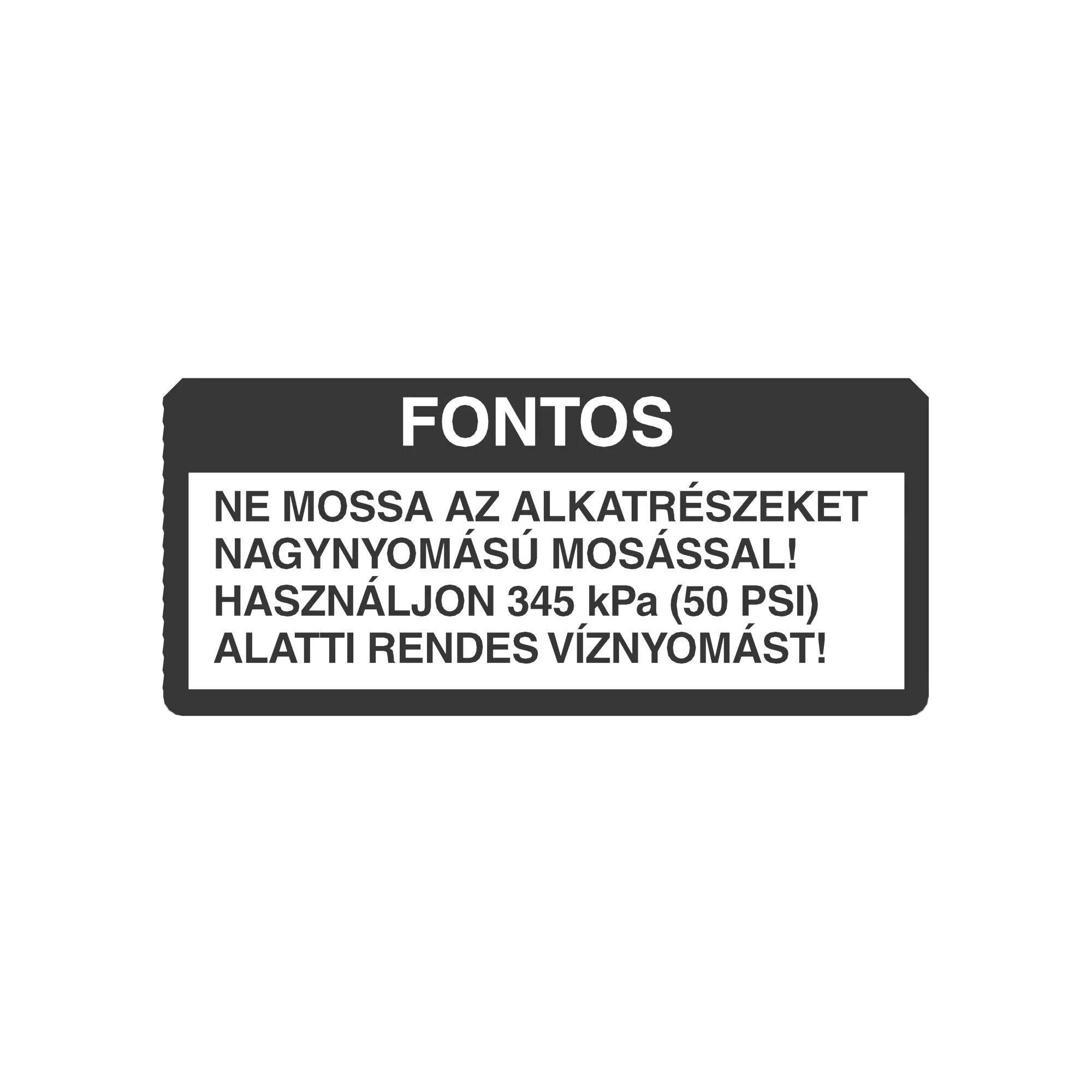 John Deere Hungarian Wash Components Label - N310637