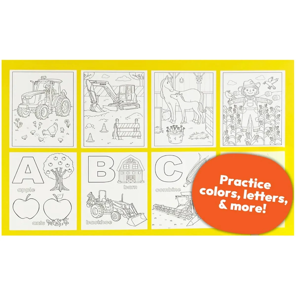 Tractors, Trucks & Animals Coloring Book