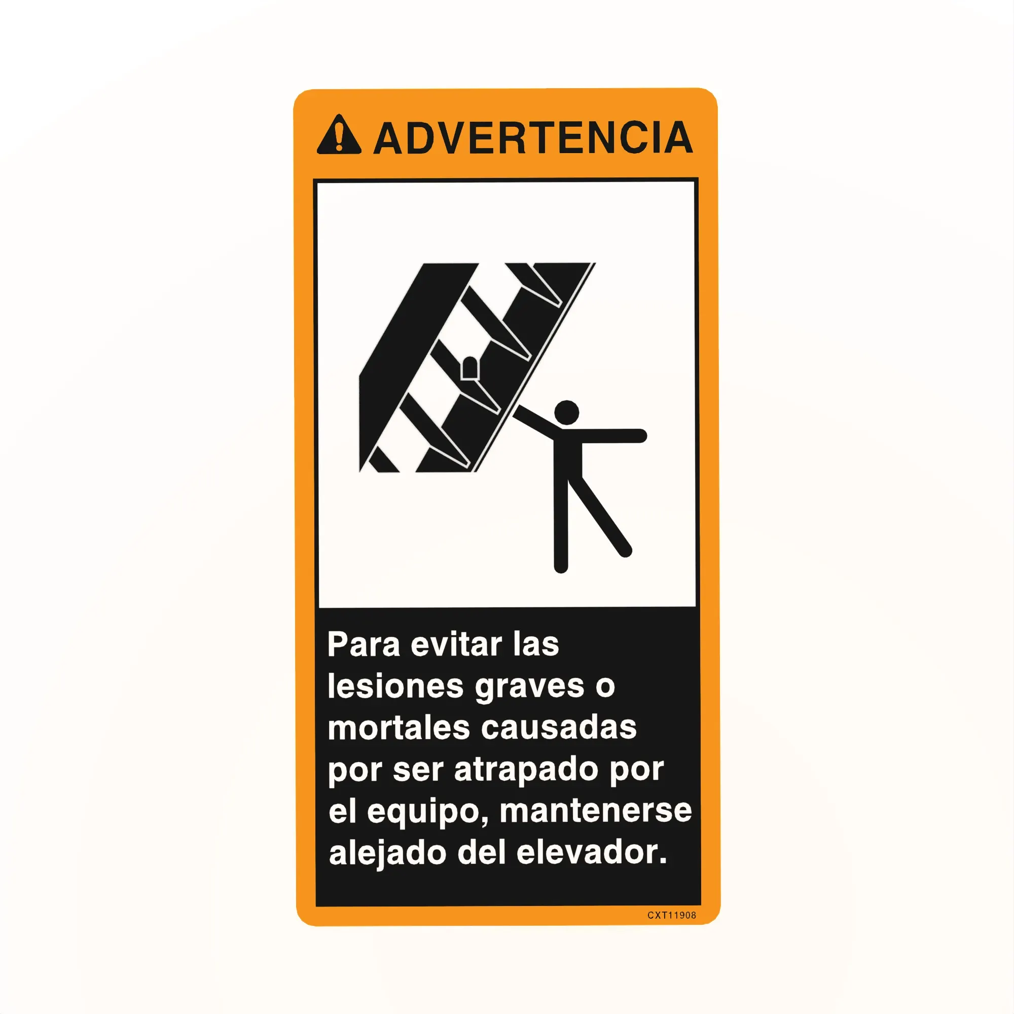 John Deere Warning Elevator Label, Spanish - CXT11908
