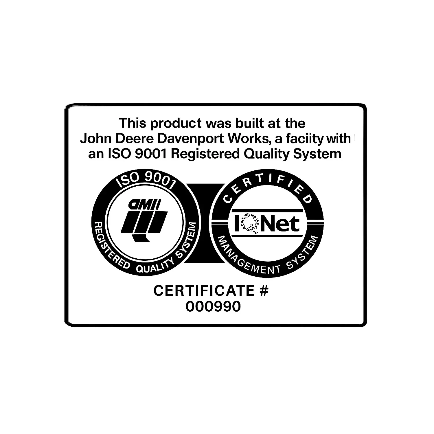 Label, ISO 9001 Registered
