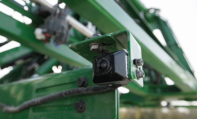 Close-up of SmartView camera mounted on a sprayer frame