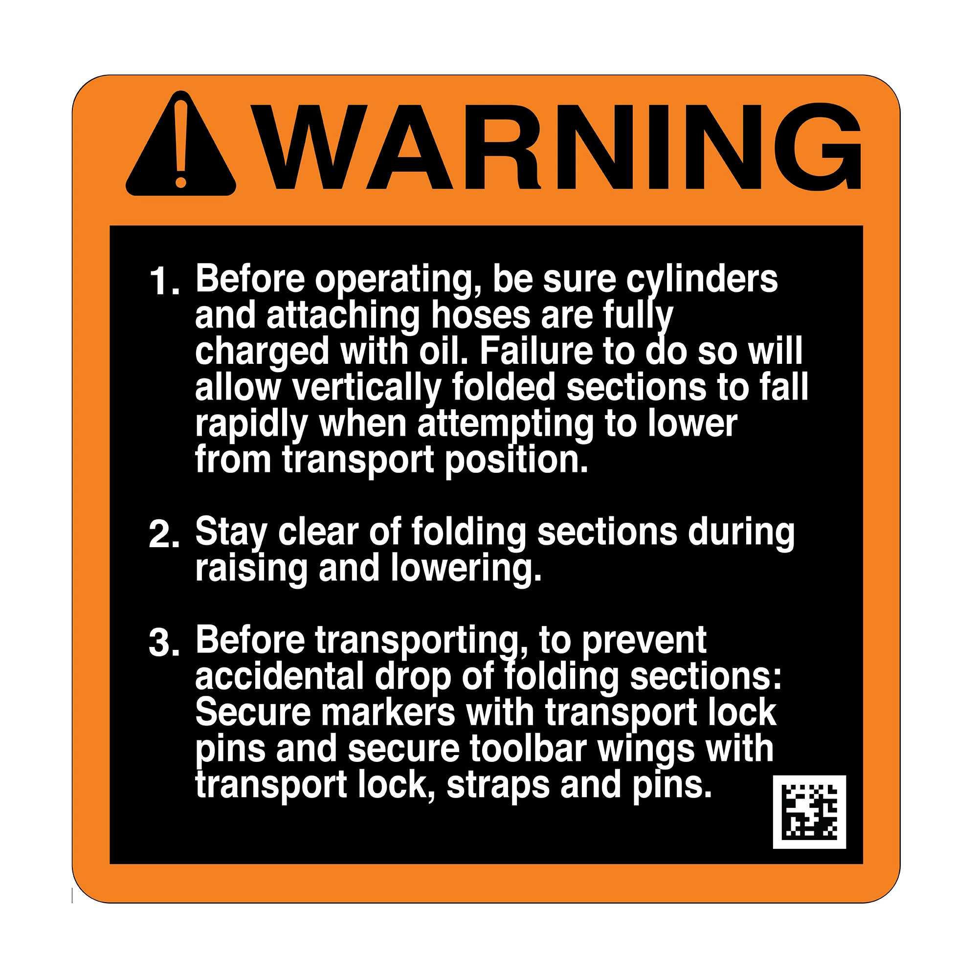 John Deere Warning Safety Sign - A53358