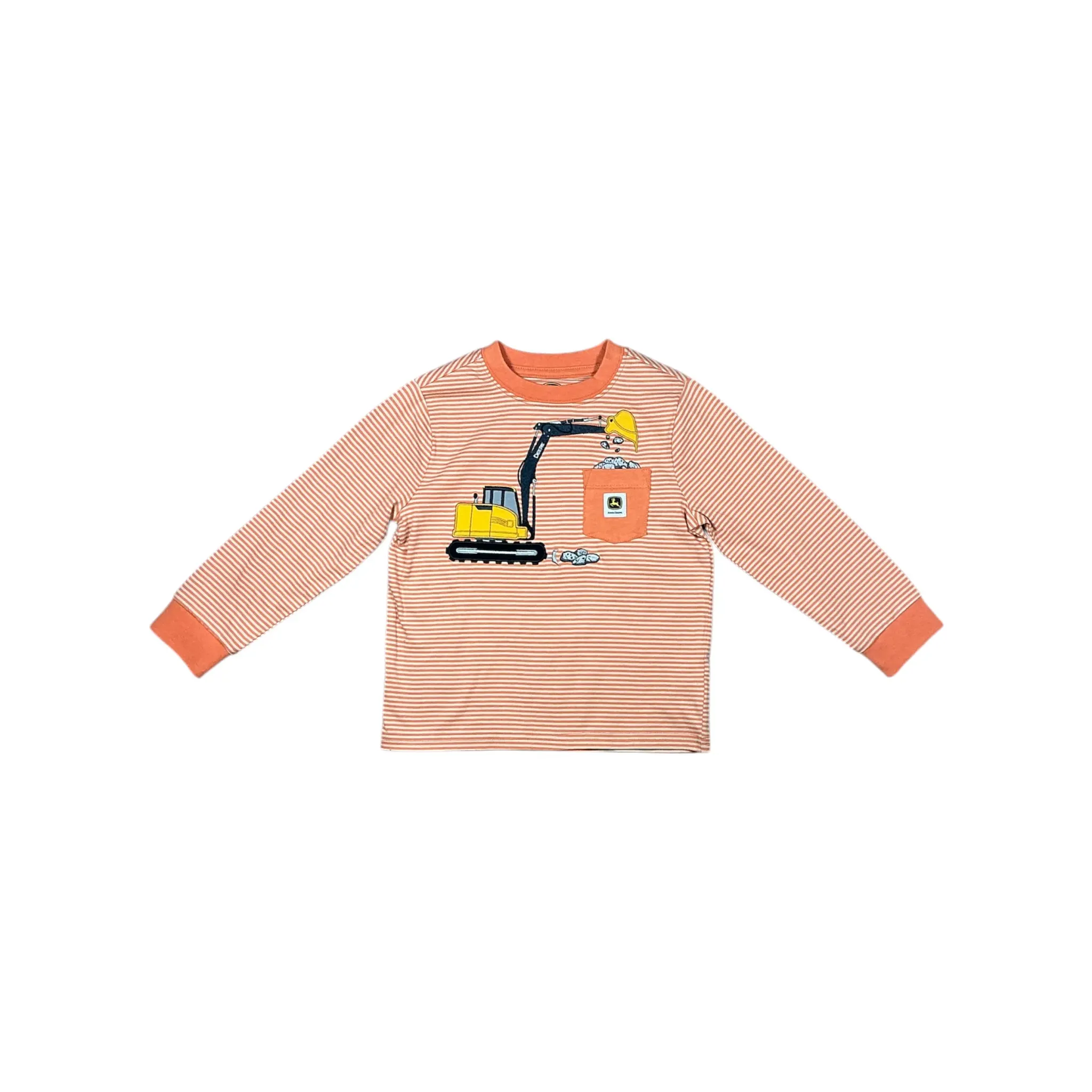 Toddler Striped Excavator Long Sleeve T-Shirt