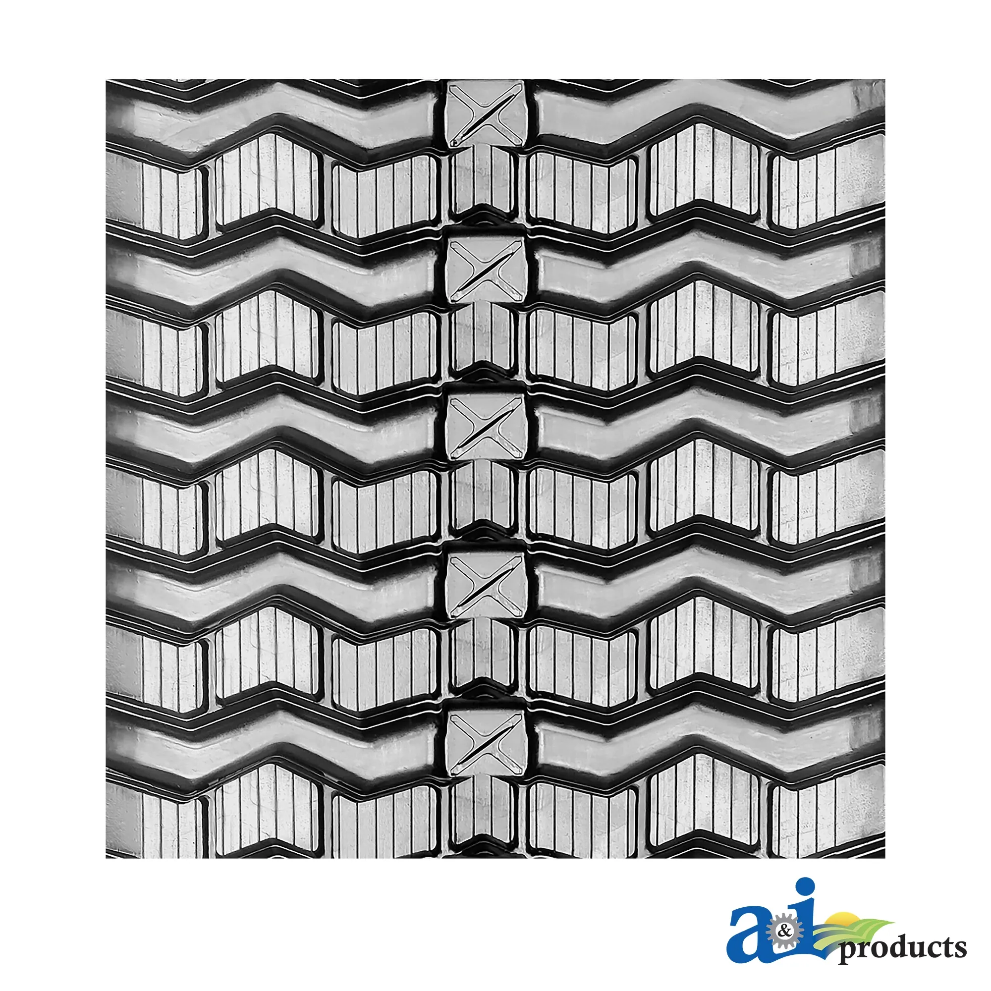 A&I Products Zig-Zag Tread Pattern (Y6) Rubber Track, Width 250 mm, Pitch 72 mm, Links 52 - A-25072B52Y6