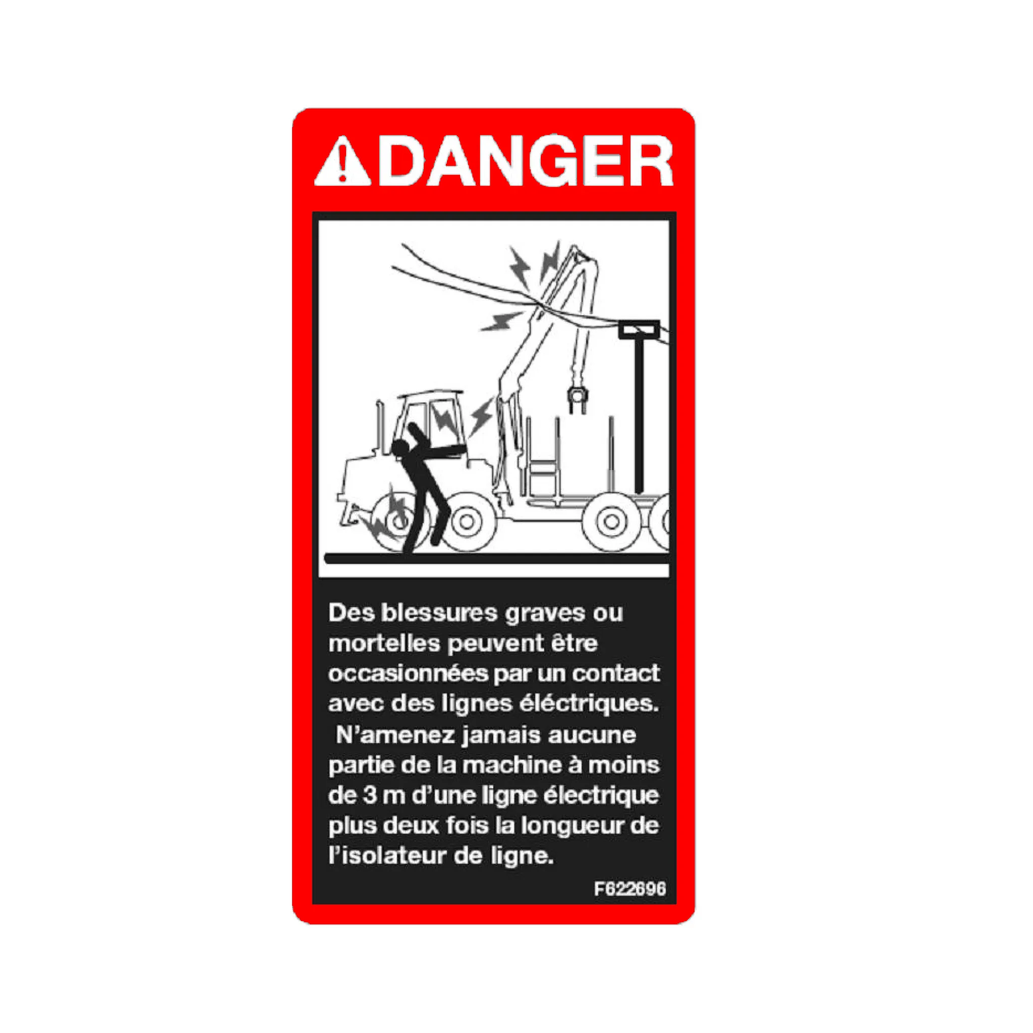 John Deere Electrical Power Lines Keep Clear Label - F622696