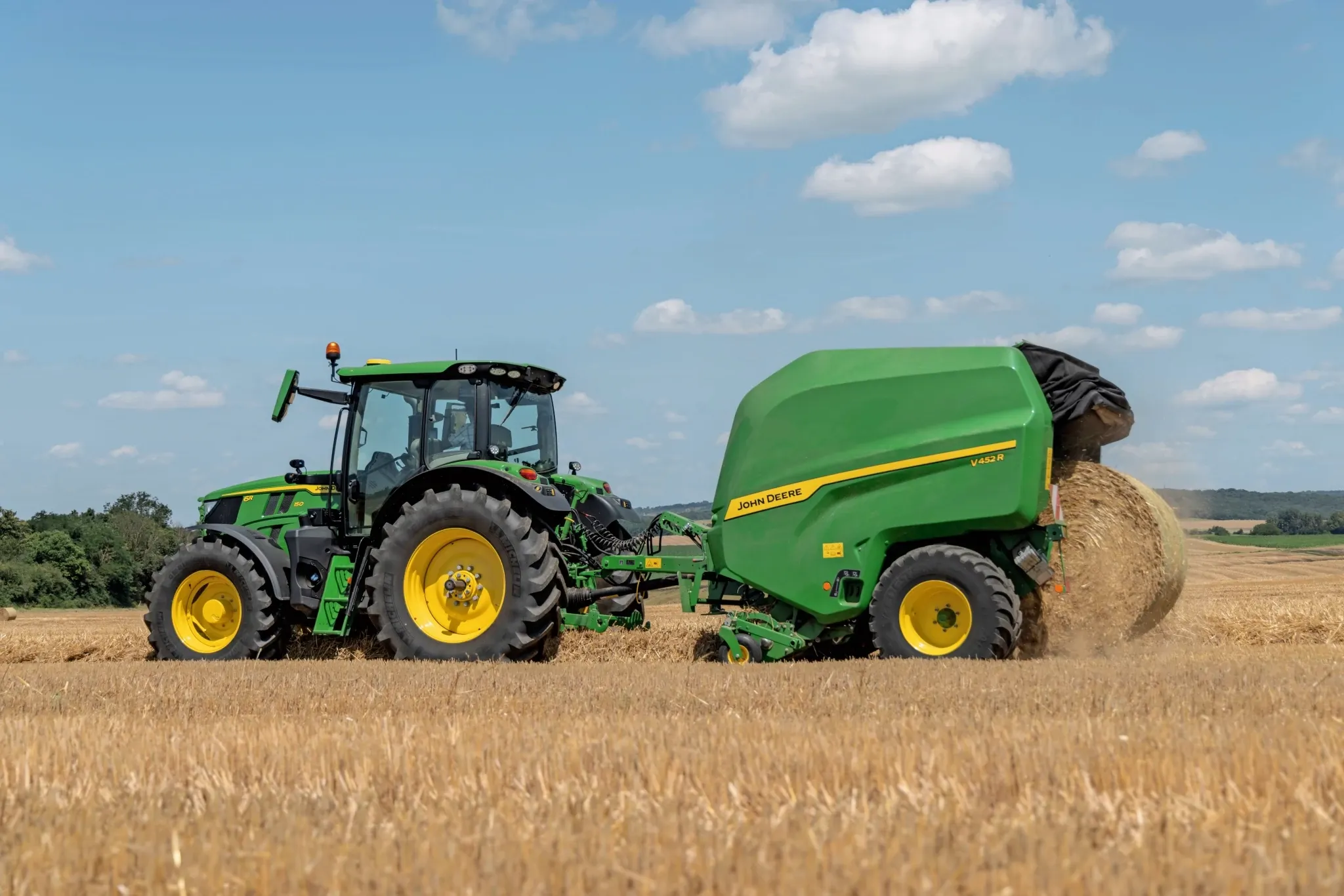 Empacadora Cuadrada John Deere De Juguete - Con 4 Balas, Escala 1:16 Para Tractores Big Farm Accesorio Tractor Big Farm