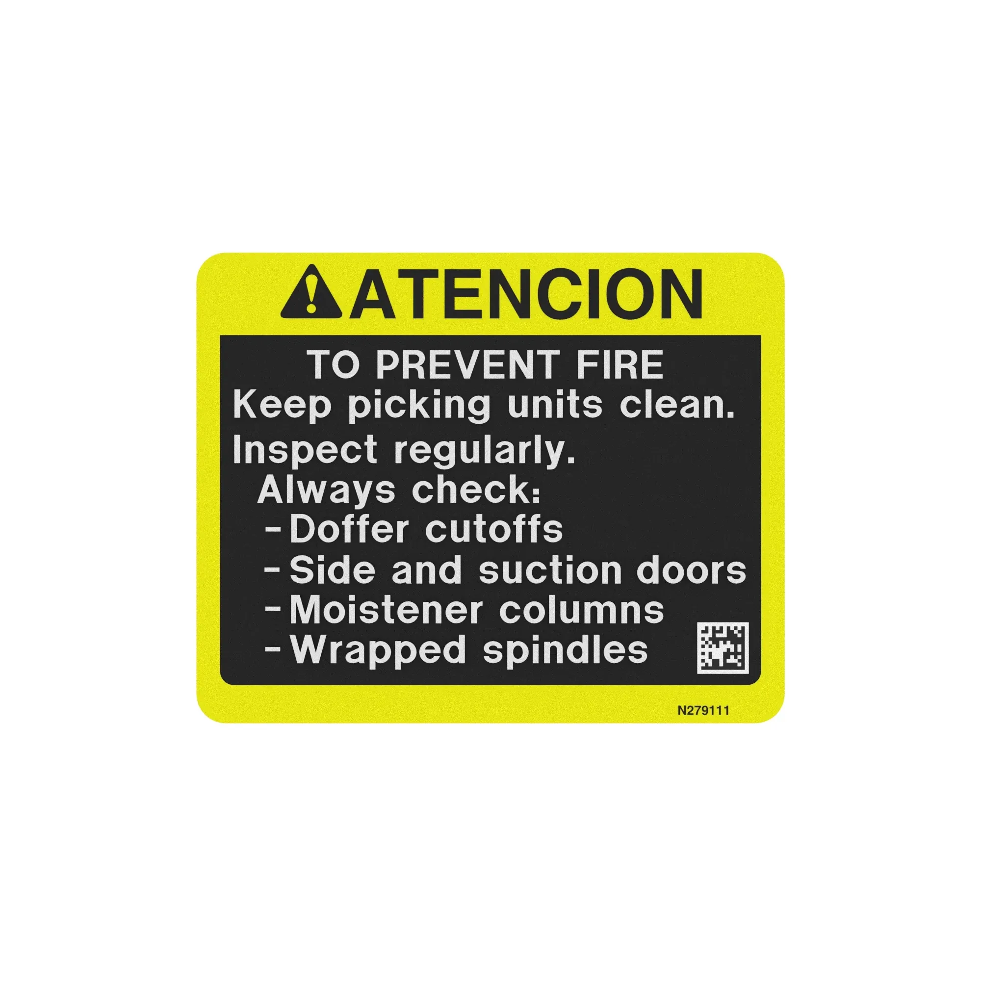 John Deere Safety Sign, Fire Hazard Caution, Spanish - N279111