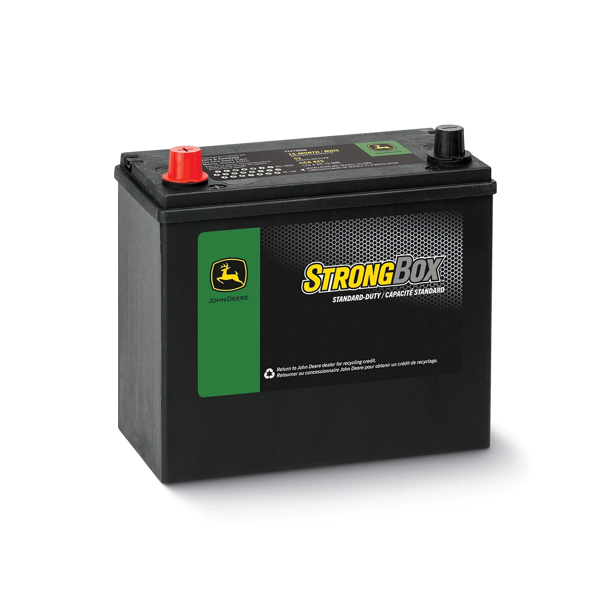 John Deere 12 Volt Battery, Wet Charged, 40 Ah, 425 CCA, 51 BCI - TY27806B