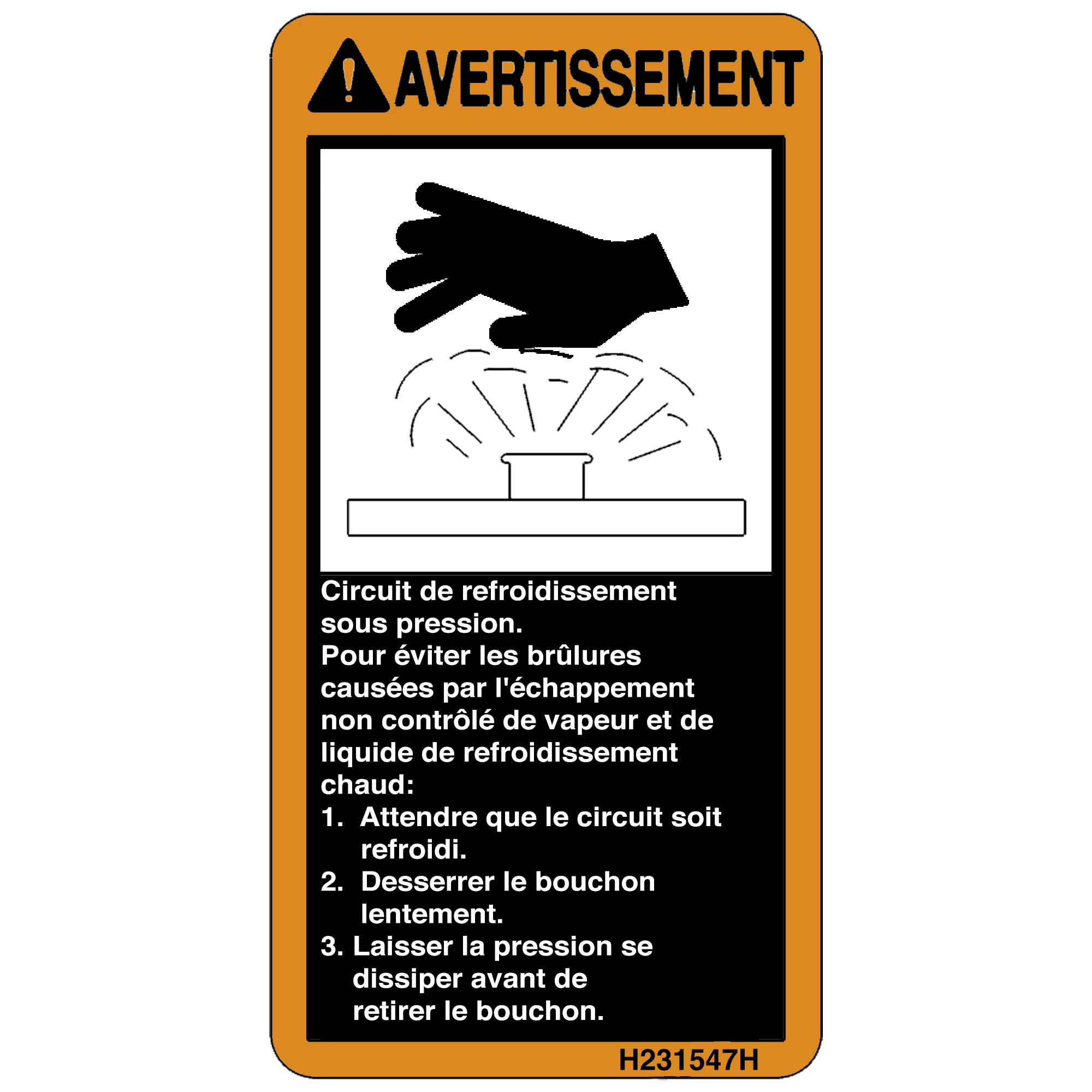 WARNING LABEL, PRESSURE COOLING
