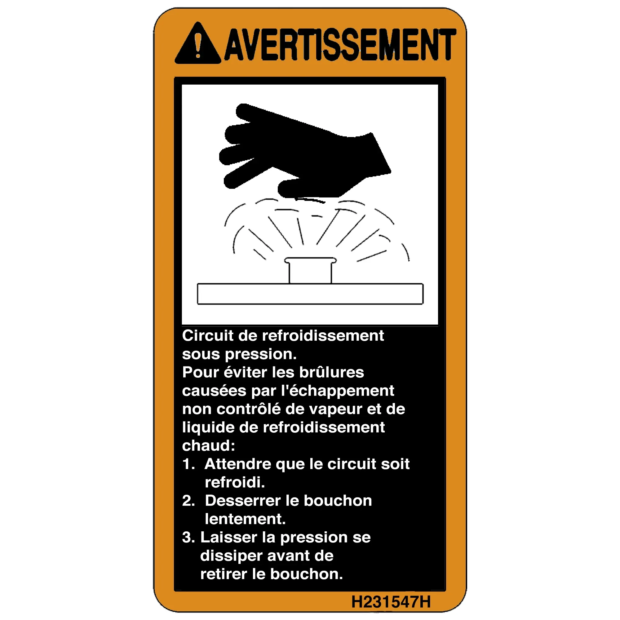 John Deere Safety Sign, Pressure Cooling System - H231547