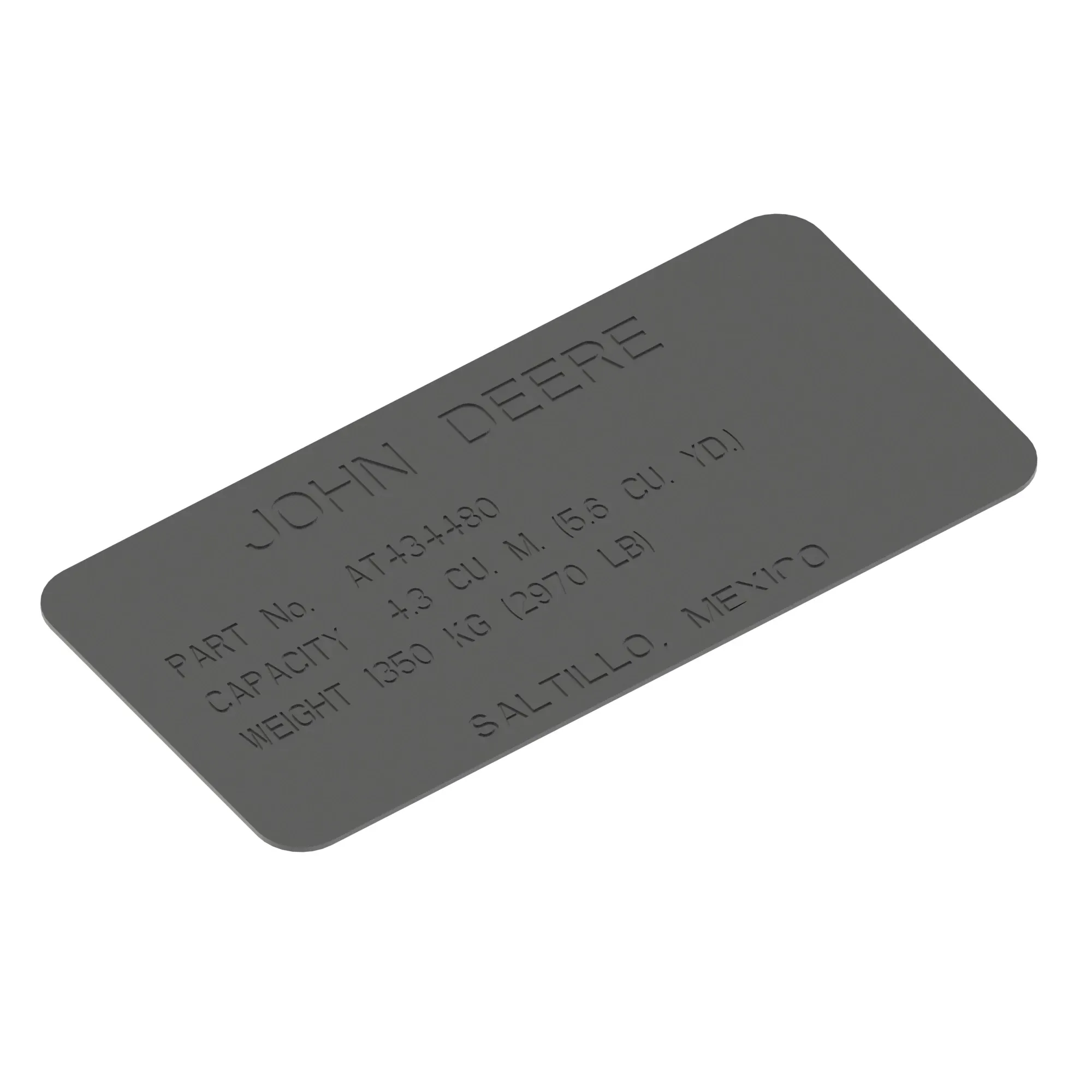 John Deere Identification Plate - T341149