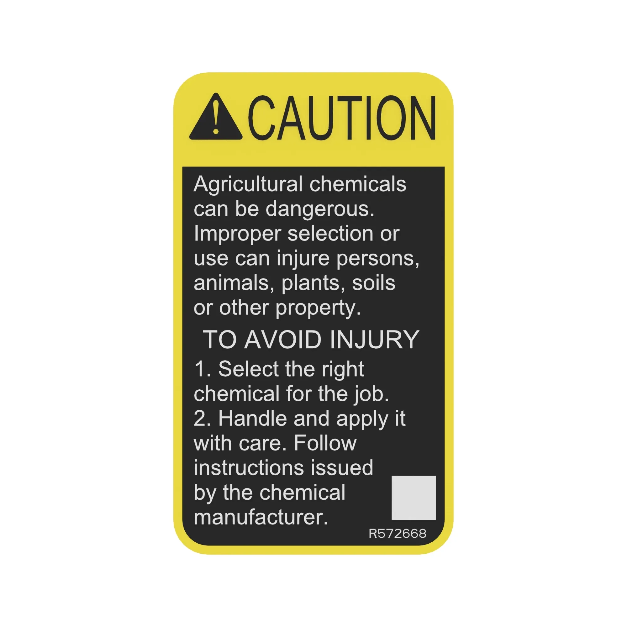 John Deere Caution Decal Label - R572668
