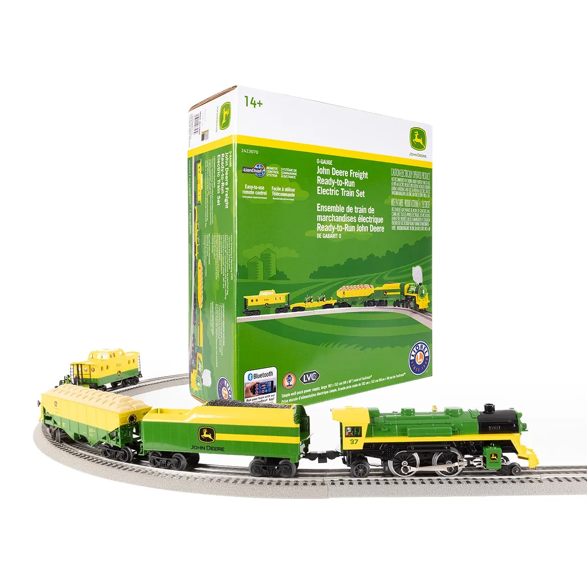 Lionel Trains® John Deere Steam Freight LionChief Electric O Gauge Bluetooth 5.0 Train Set with Remote