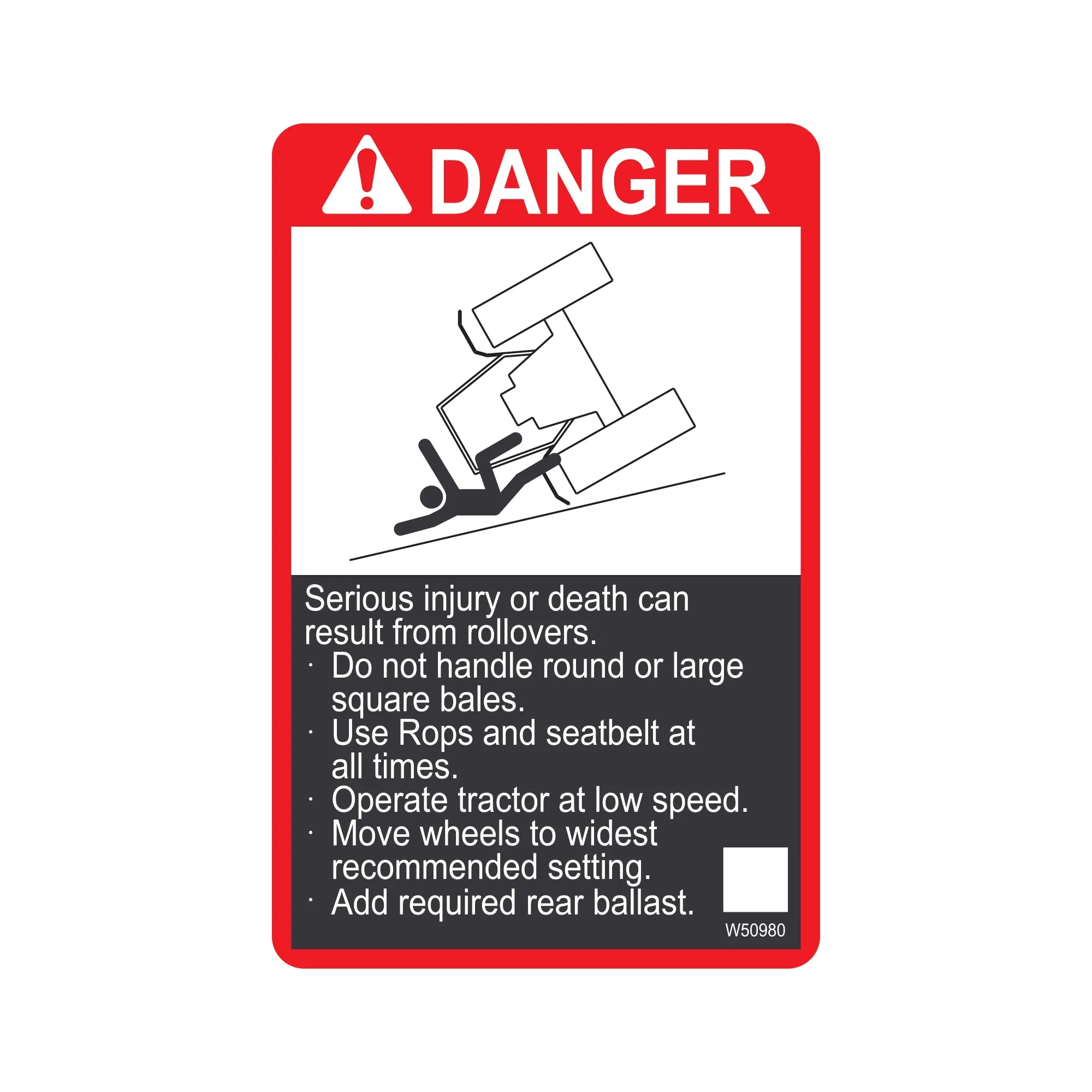 John Deere Label, English - W50980