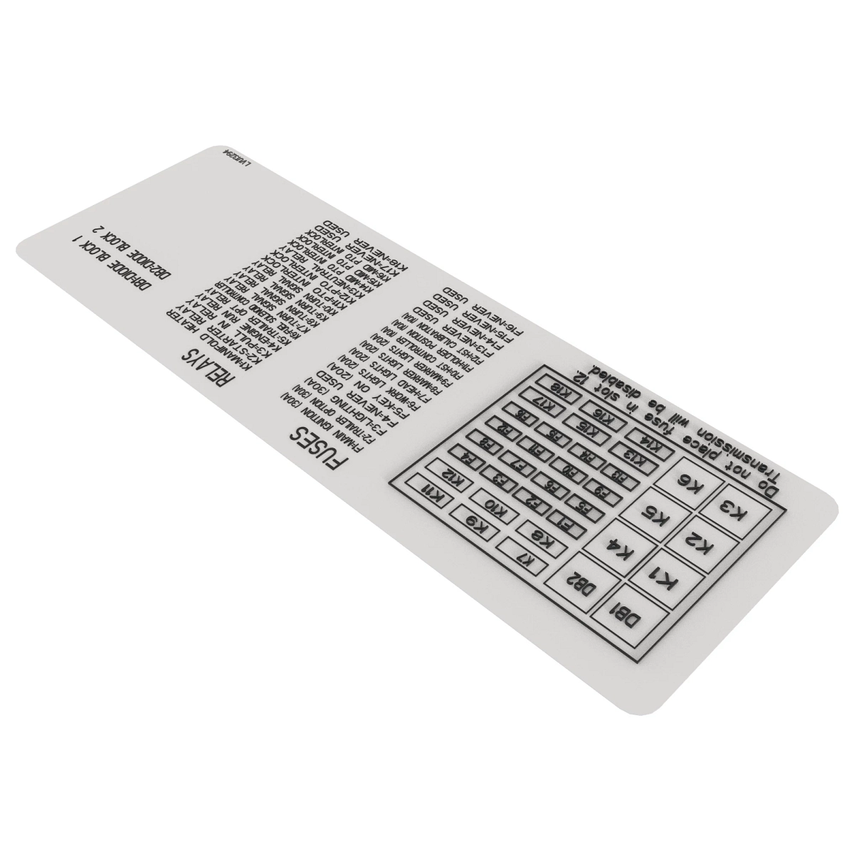 Relay Label Print LVU13294: Fuse Relay Identification | Shop.Deere.com