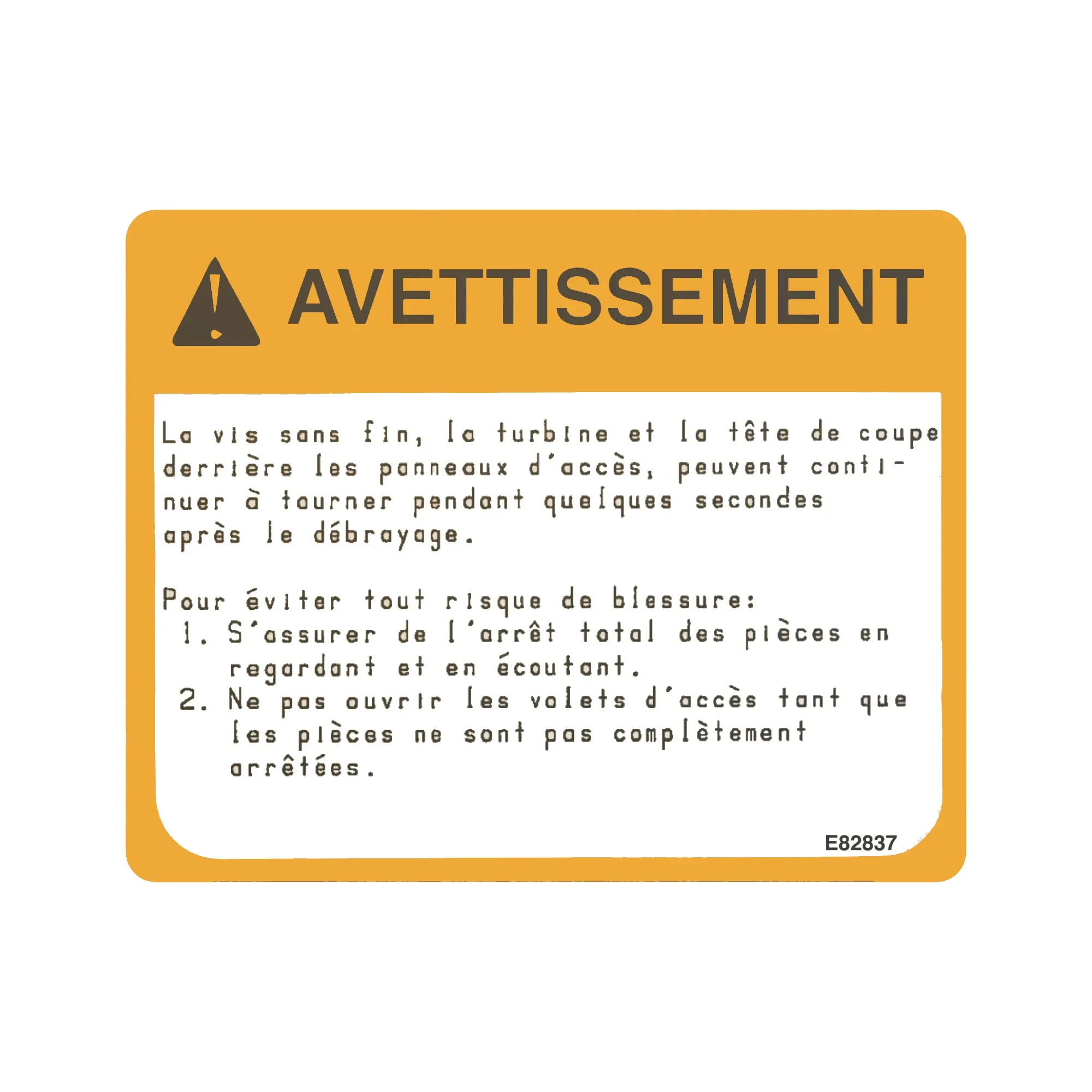 John Deere Warning Label - E82837