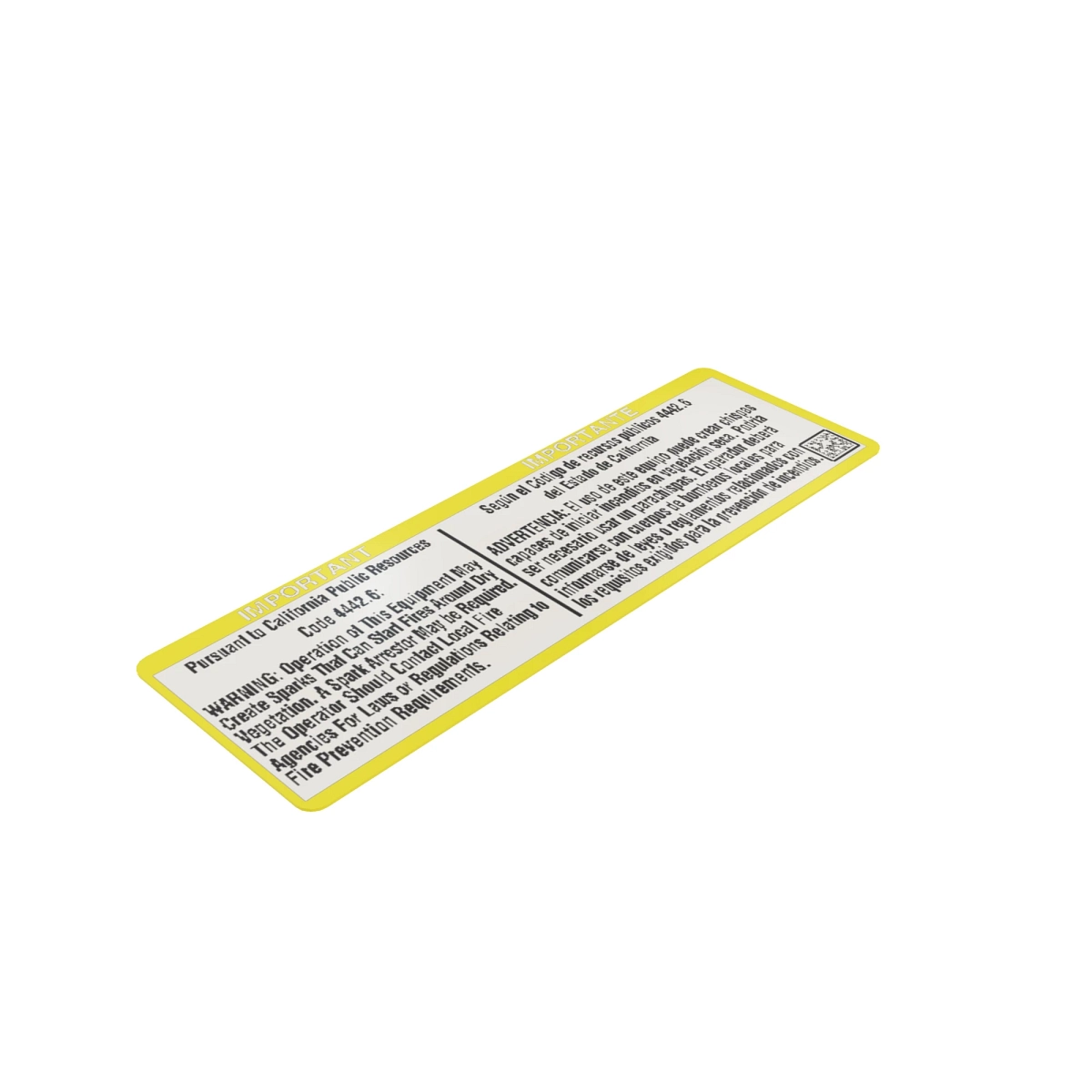 Label, Spark Arrestor, Bilingual