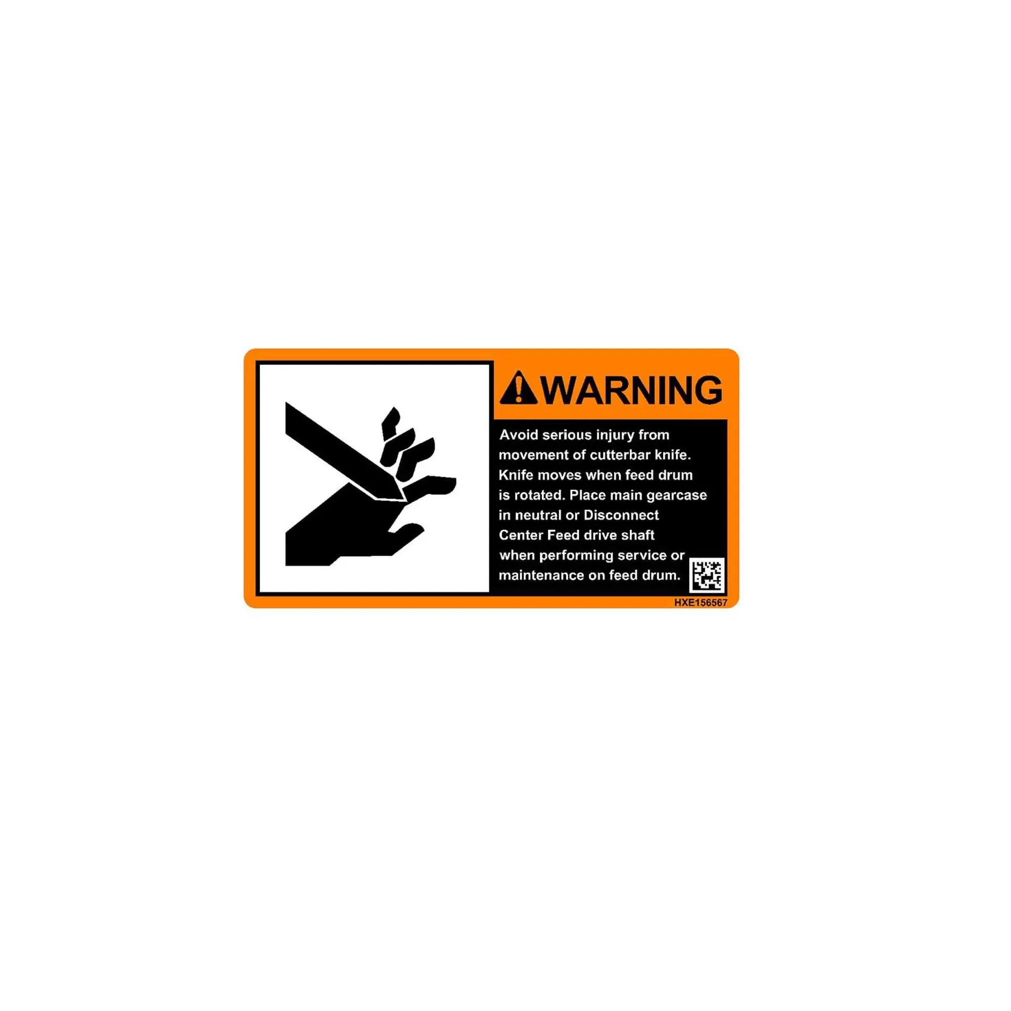 John Deere Safety Sign, Cutterbar - HXE156567