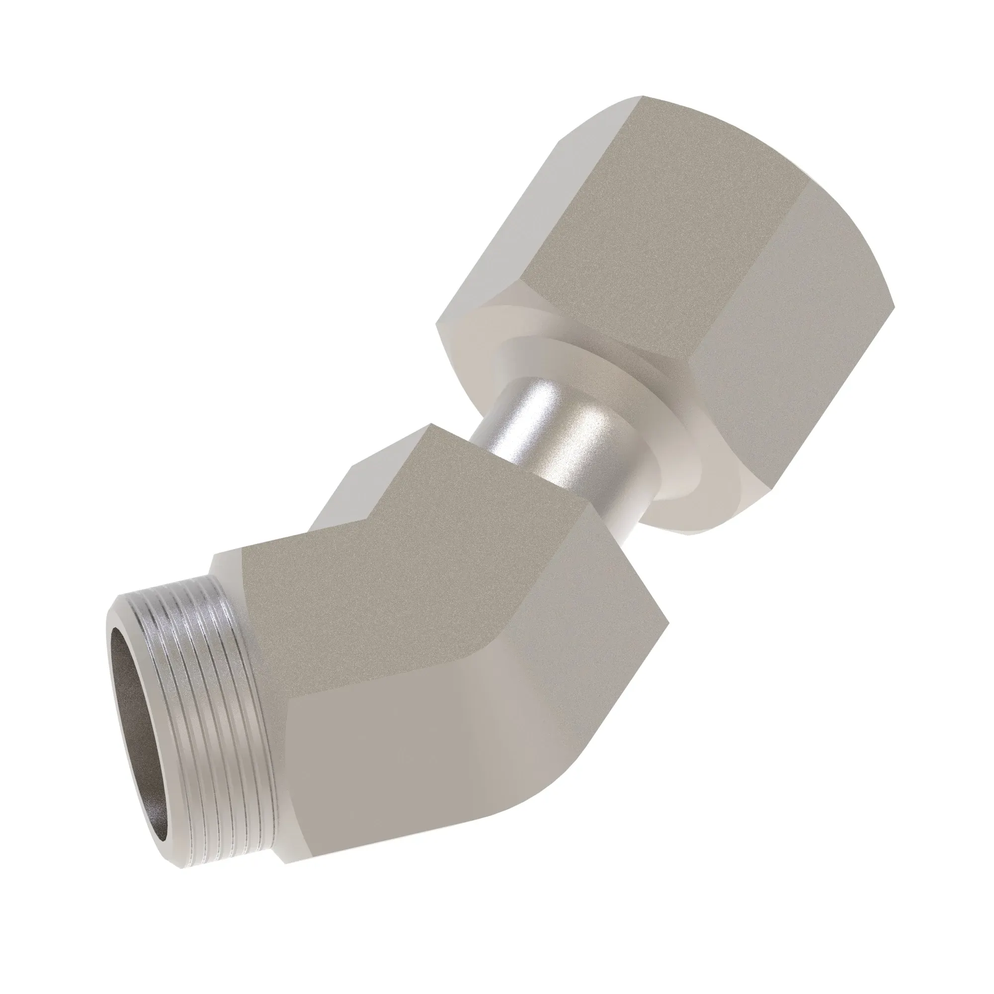 John Deere 45 Degree Female Threadless Swivel Adapter Fitting - 62H1074