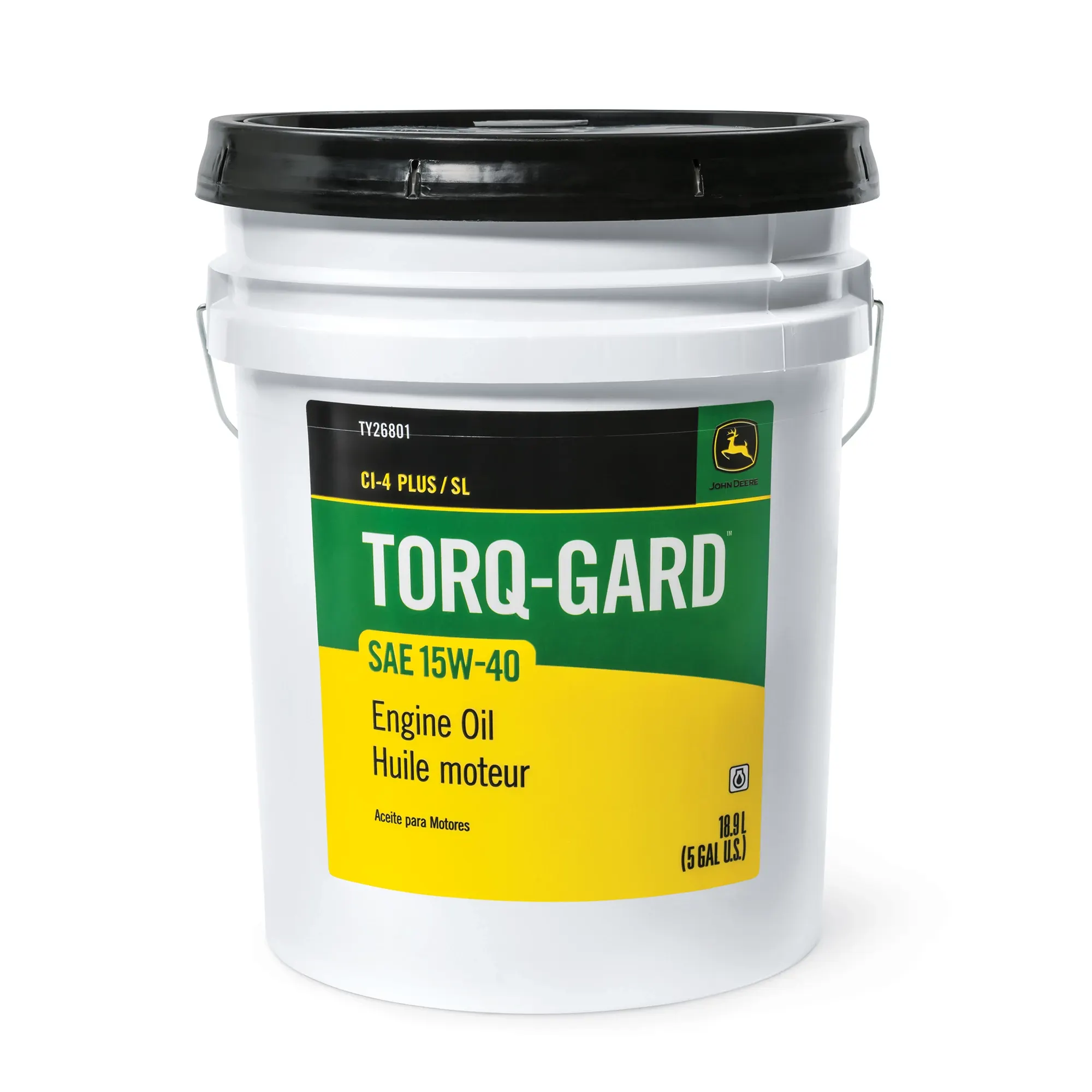 John Deere Engine Oil, Torq-Gard™, SAE 15W-40, API CI-4+/SL, 18.9 Liter (5 Gallon) - TY26801