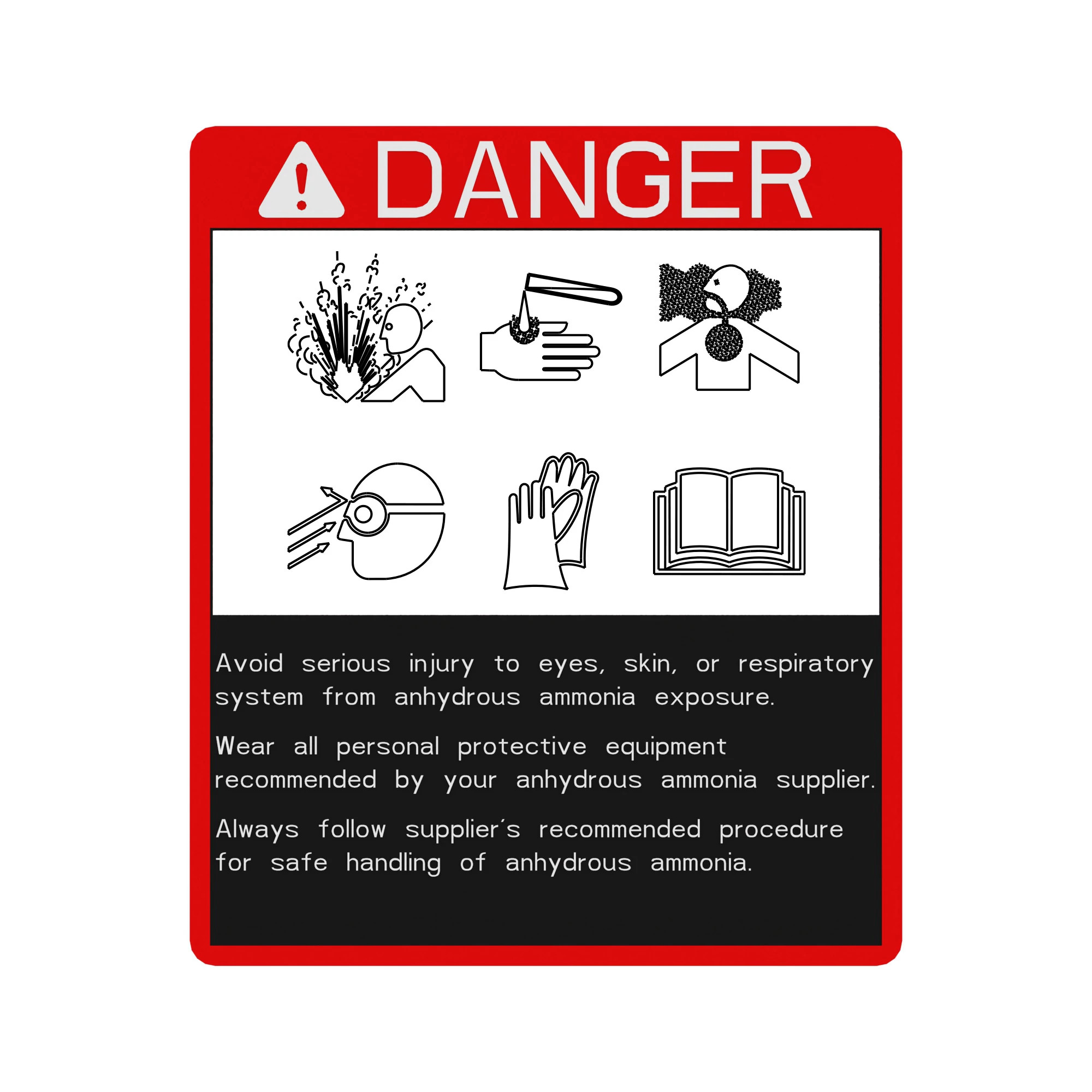 SIGN, DANGER, ANHYDROUS