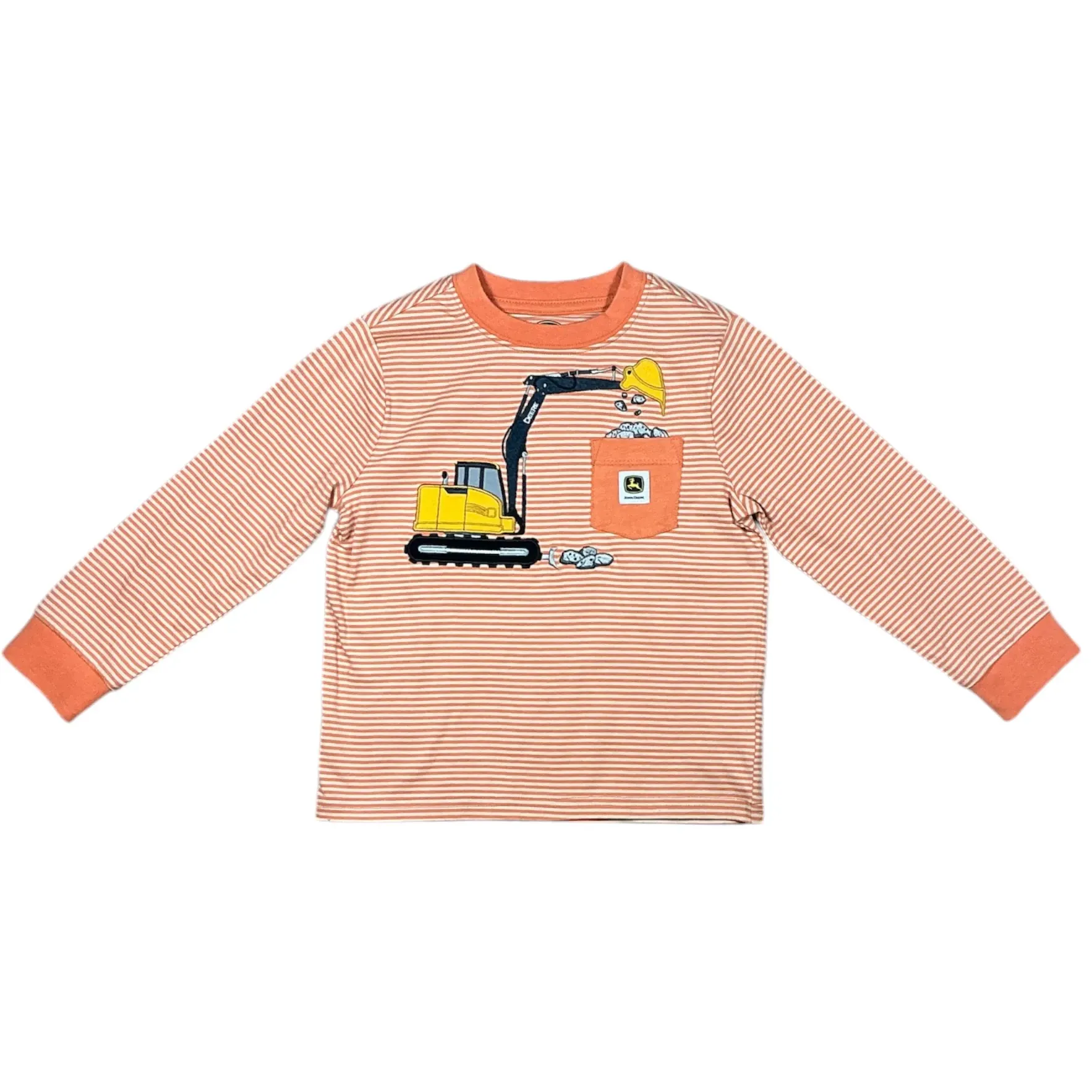 Toddler Striped Excavator Long Sleeve T-Shirt