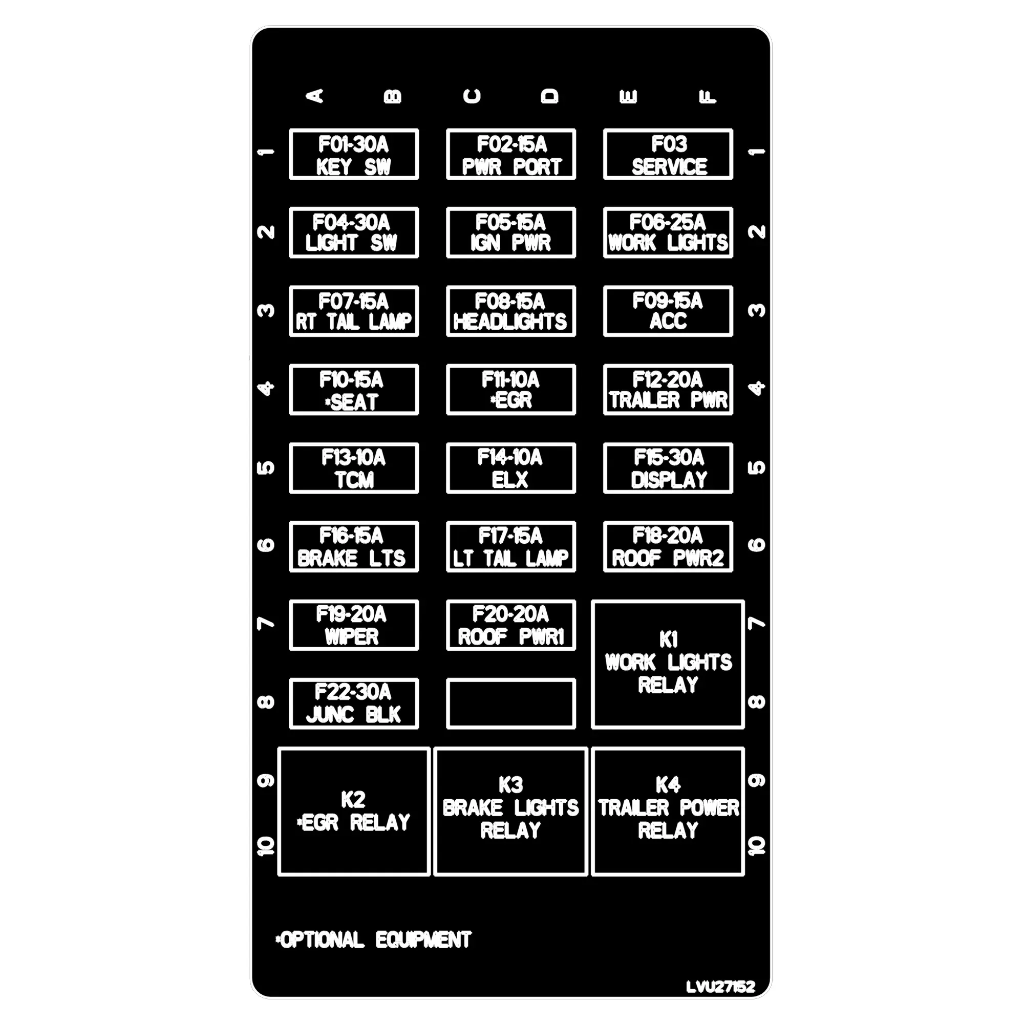 John Deere Load Center X40 Cab Label - LVU27152