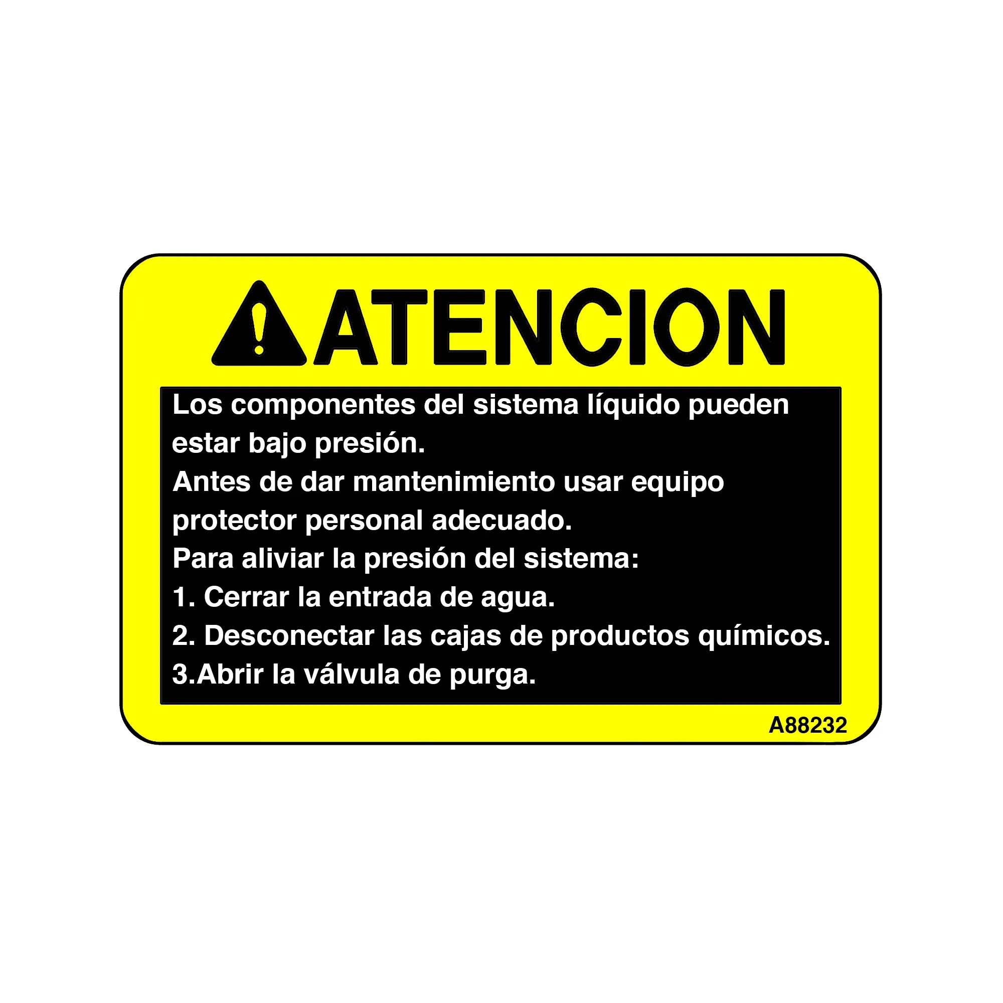John Deere Caution Liquid System Under Pressure Label - A88232