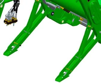 Computer-generated close-up of a loader's two green parking stands