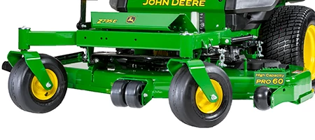 Studio front left view of a Z735E ZTrak's flat top high-capacity PRO 60-in. mower deck