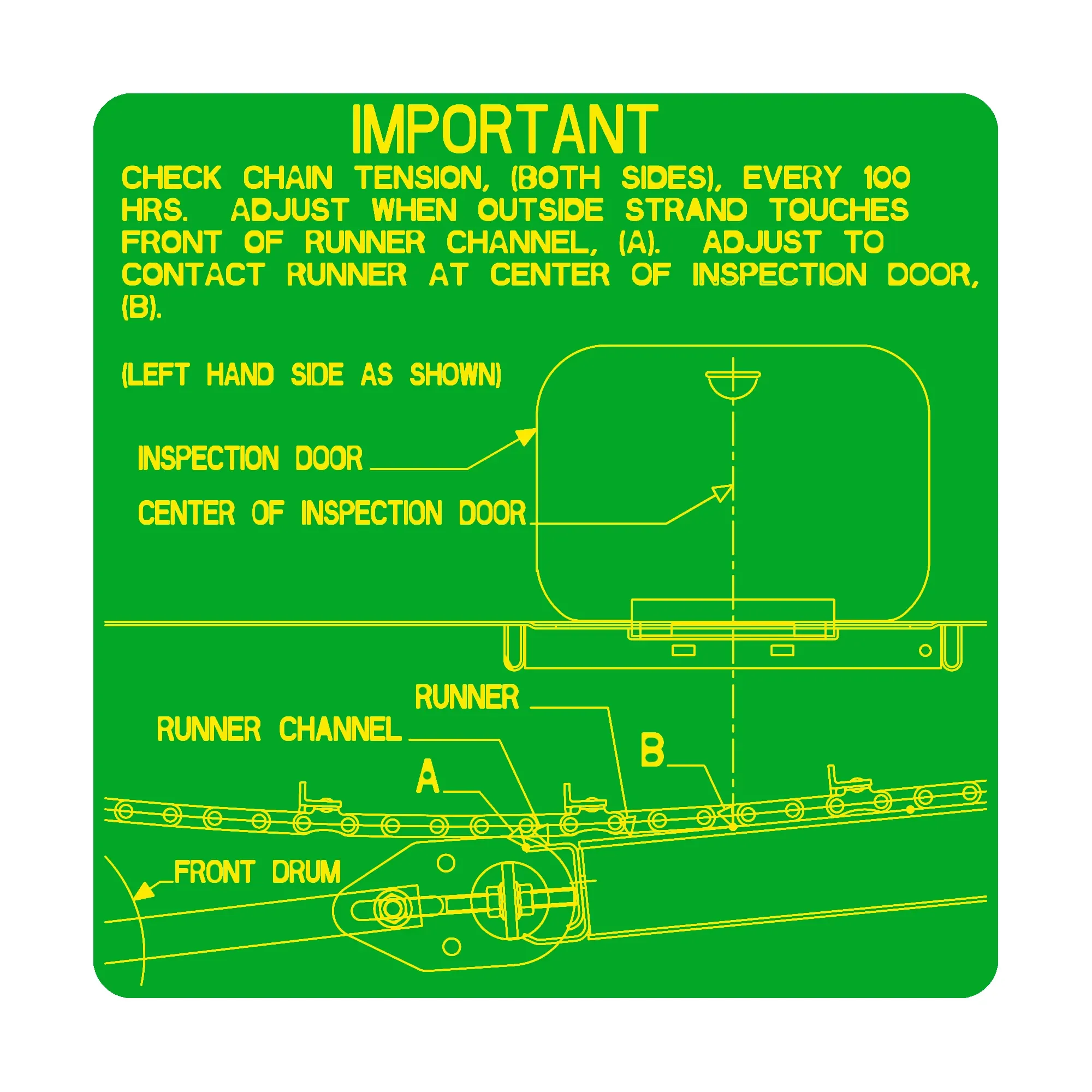 John Deere Feederhouse Adjust Label - H160701