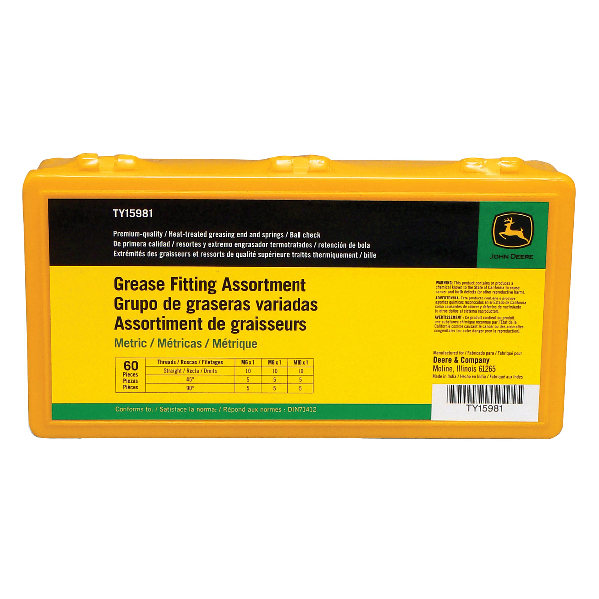 John Deere Metric Grease Fitting Assortment, 60 Pieces - TY15981