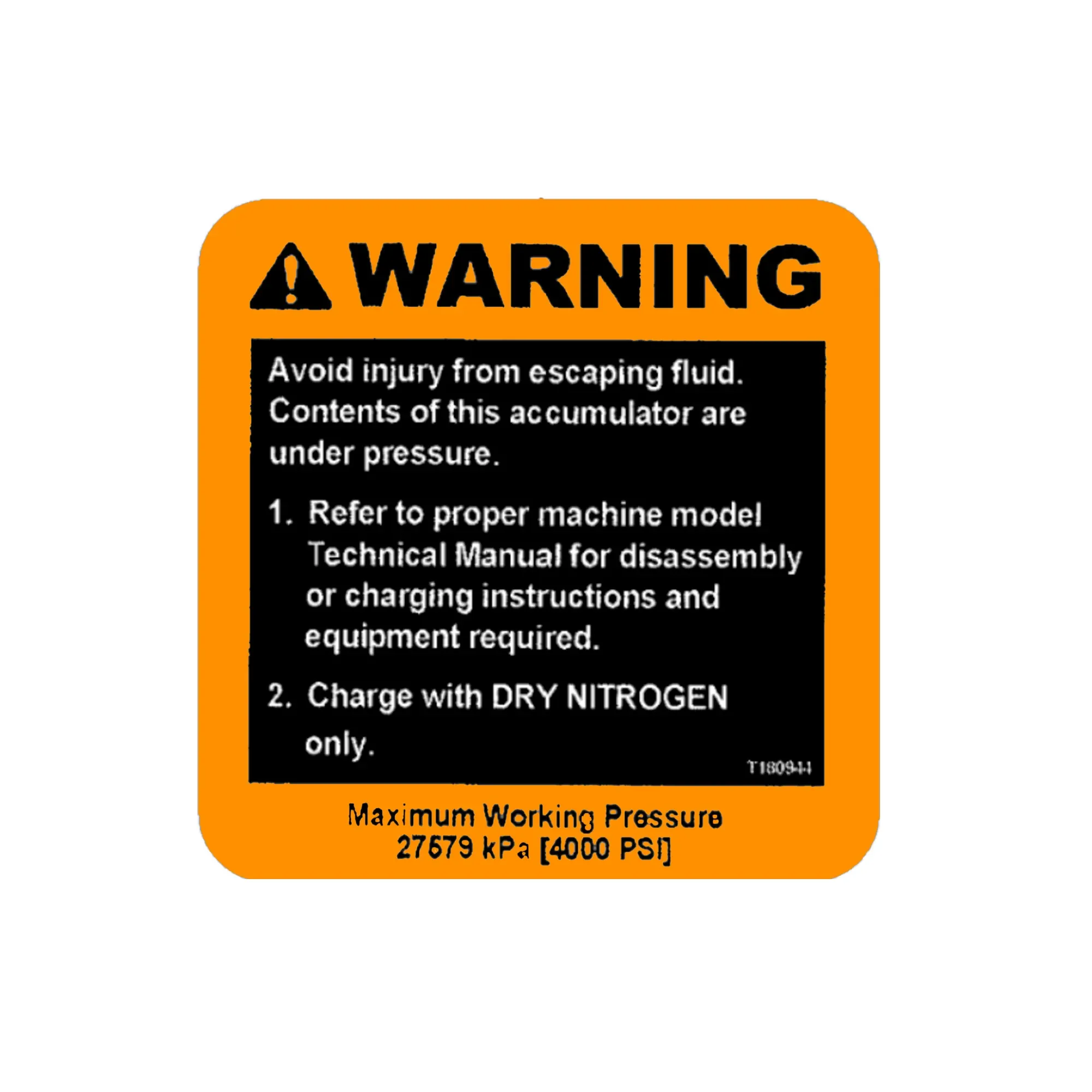 John Deere Accumulator Label - T180944
