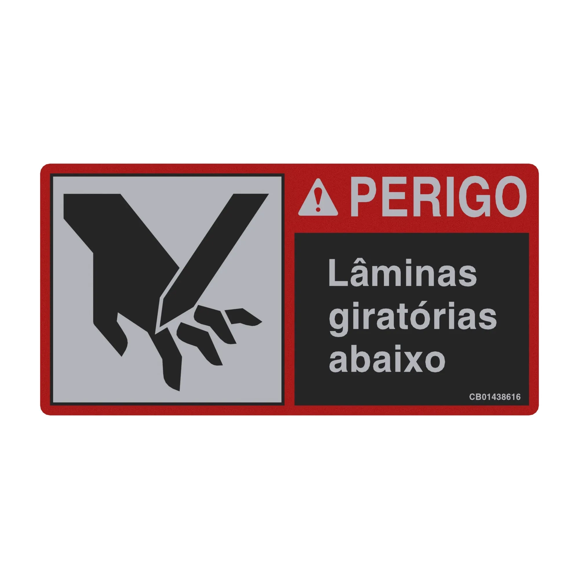 John Deere Safety Sign, Rotating Knives Danger, Portuguese - CB01438616