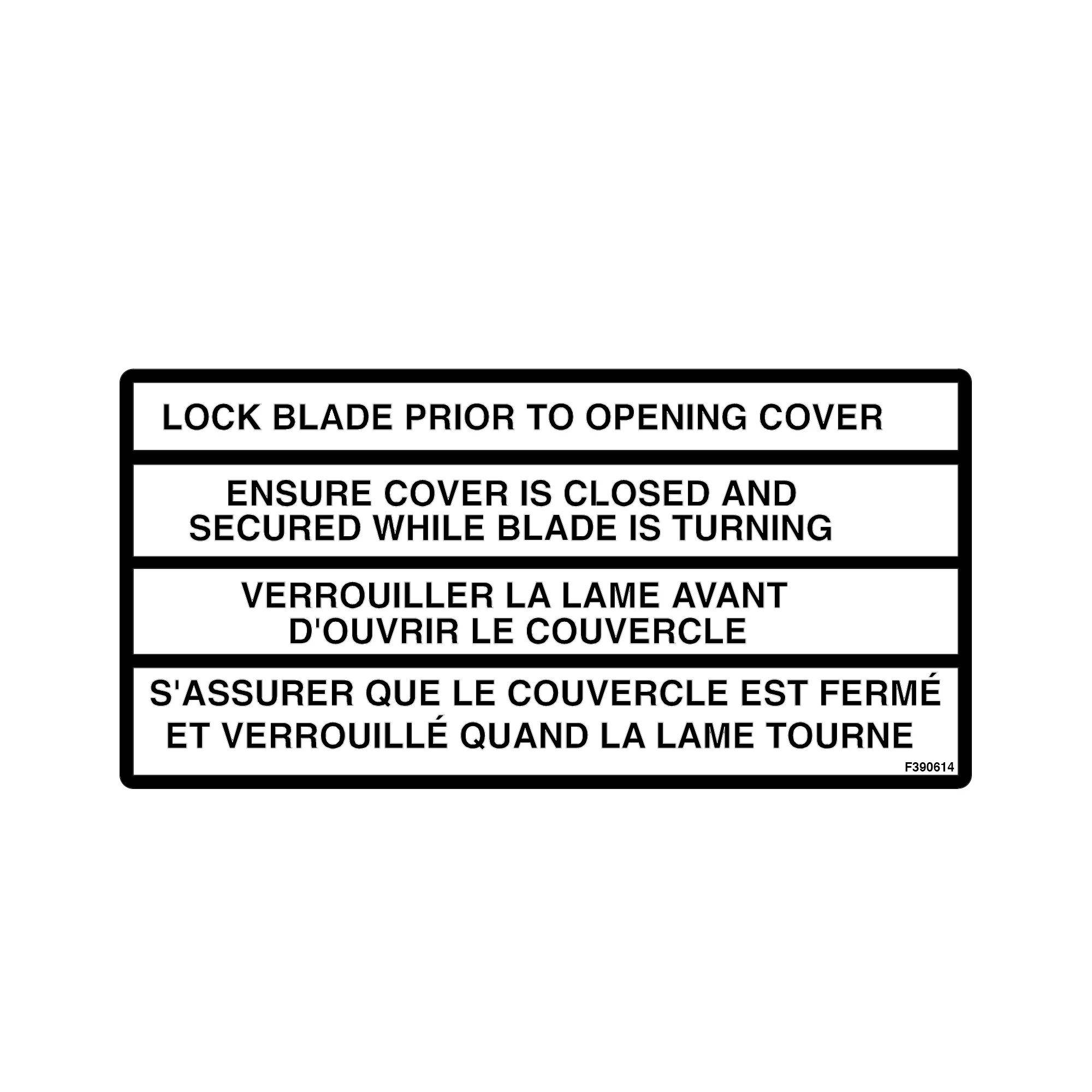 John Deere Cover Label, English/French - F390614