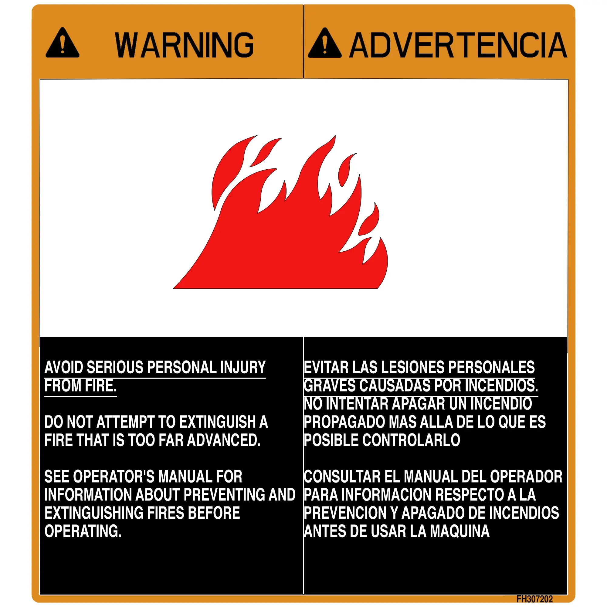 John Deere Fire Warning Label - FH307202