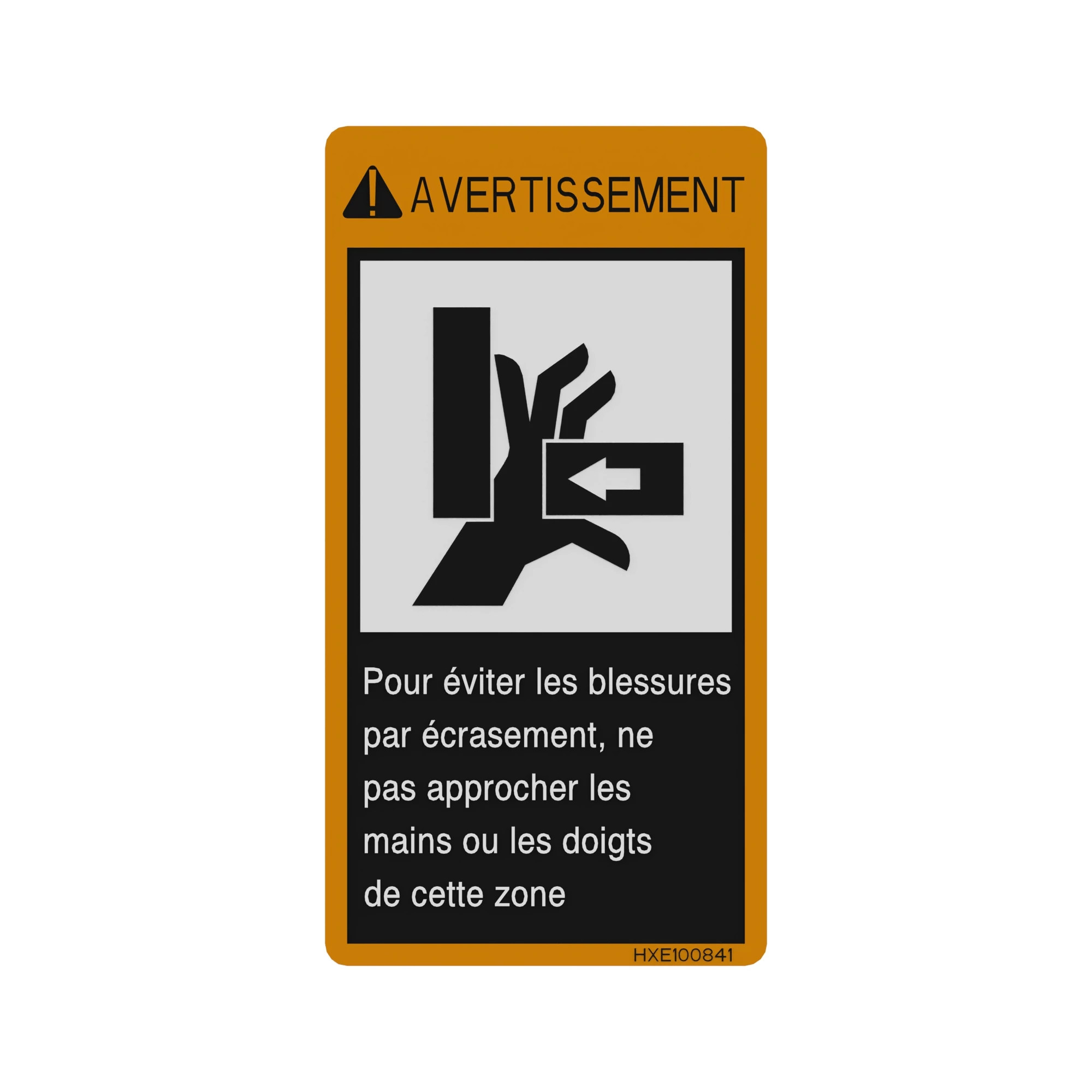 LABEL, WARNING, PINCH/CRUSH (FRENCH