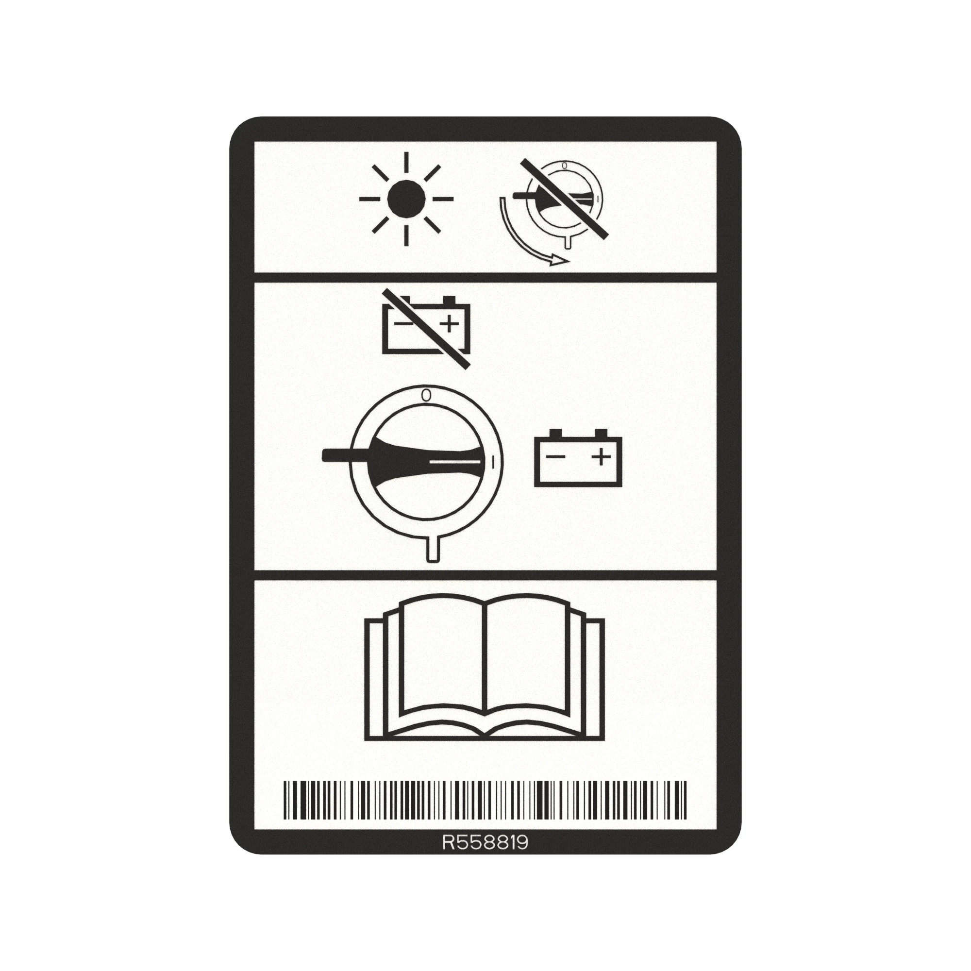 John Deere Battery Disconnect Label - R558819