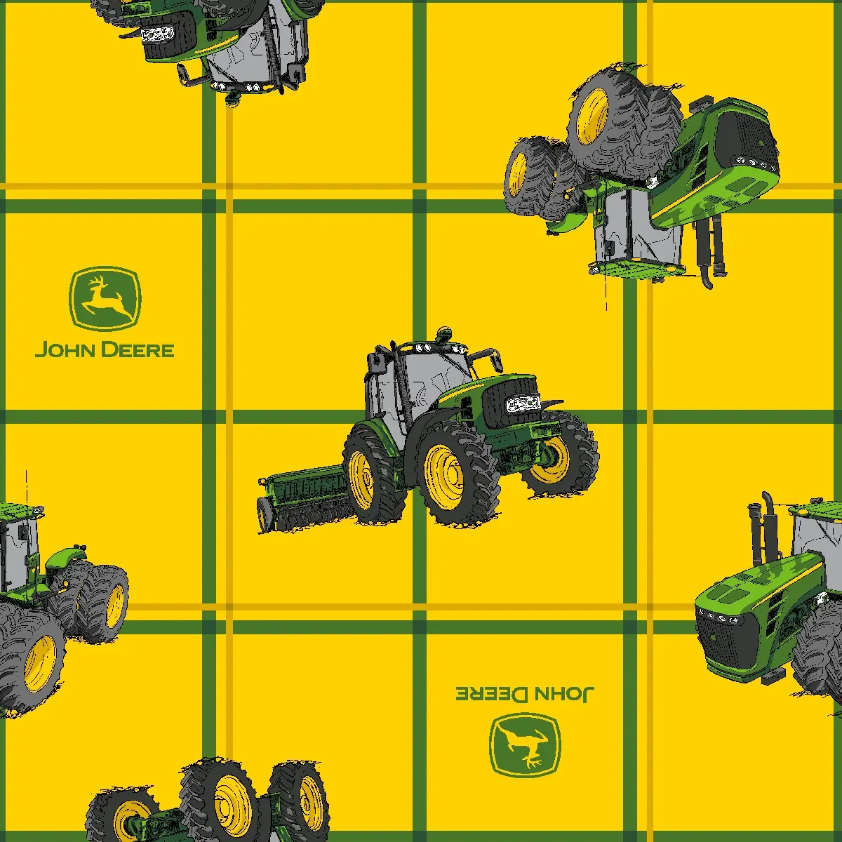 Square Plaid with Tractors - 5 Yard Fabric