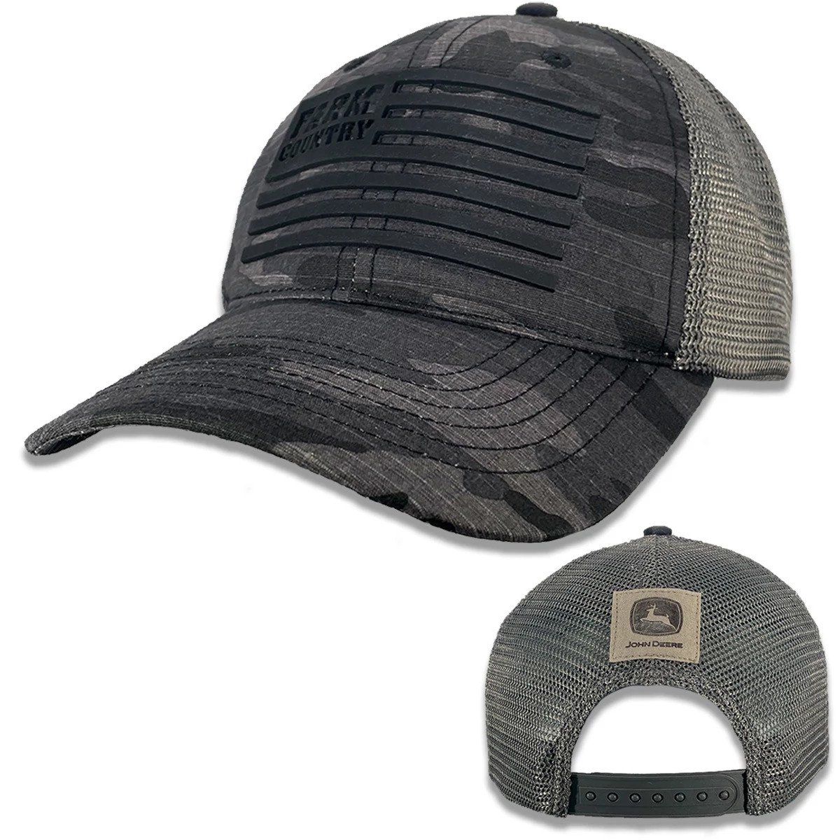 "Grey Camo with Flag Mesh Hat"