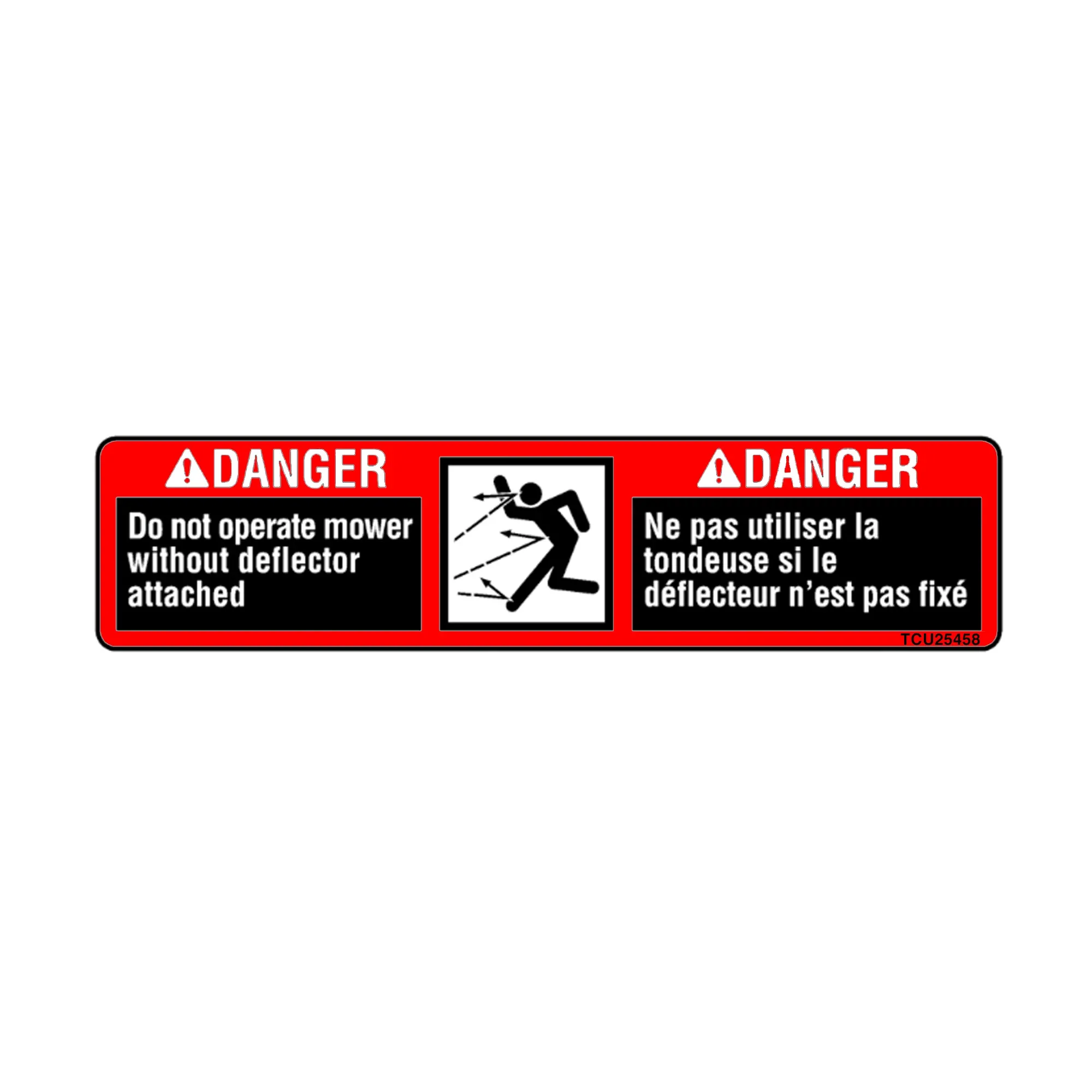 John Deere Safety Sign, Deck Deflector Warning - TCU25458