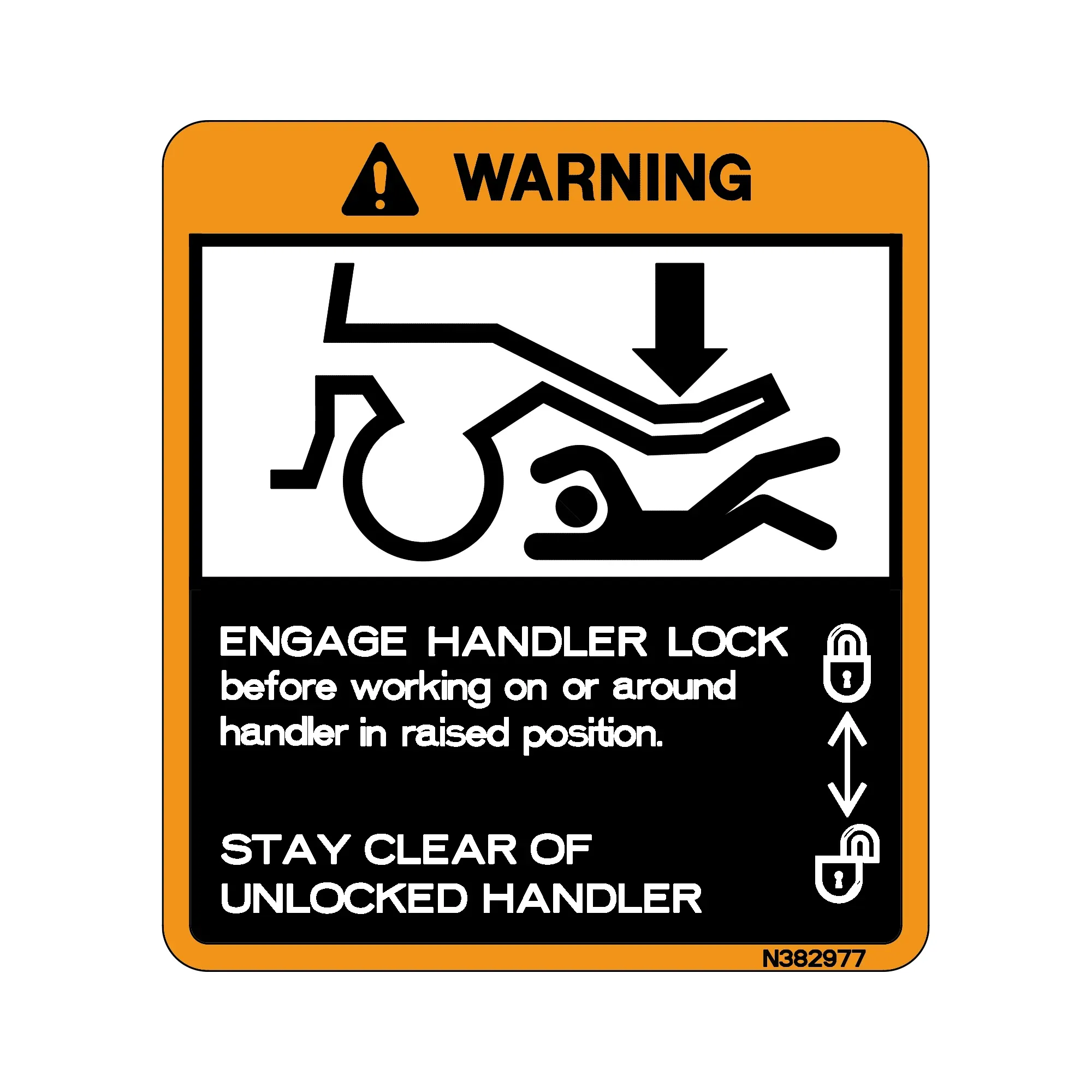 John Deere Handler Lock Label - N382977