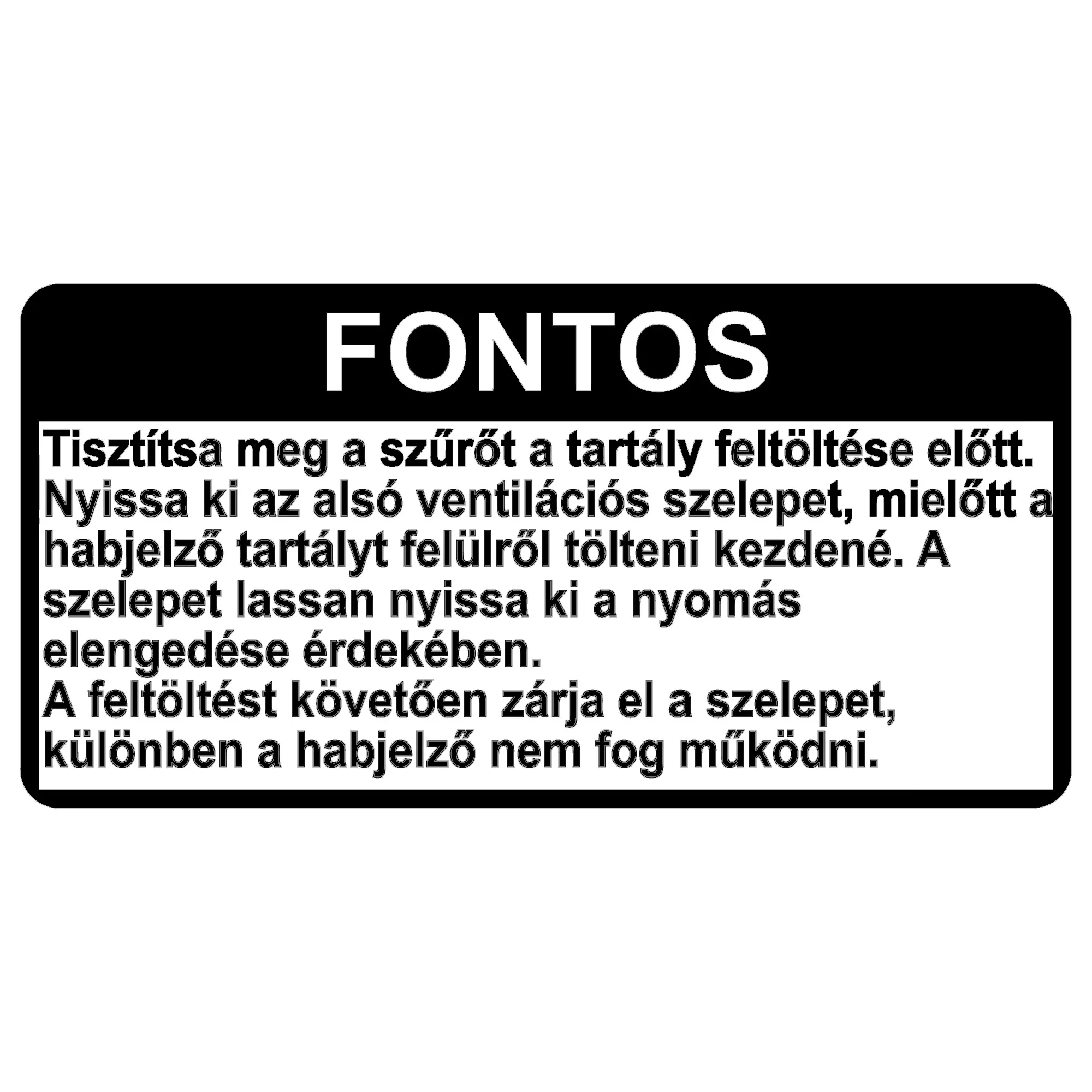 John Deere Tank Vent Label, Hungarian - N307939