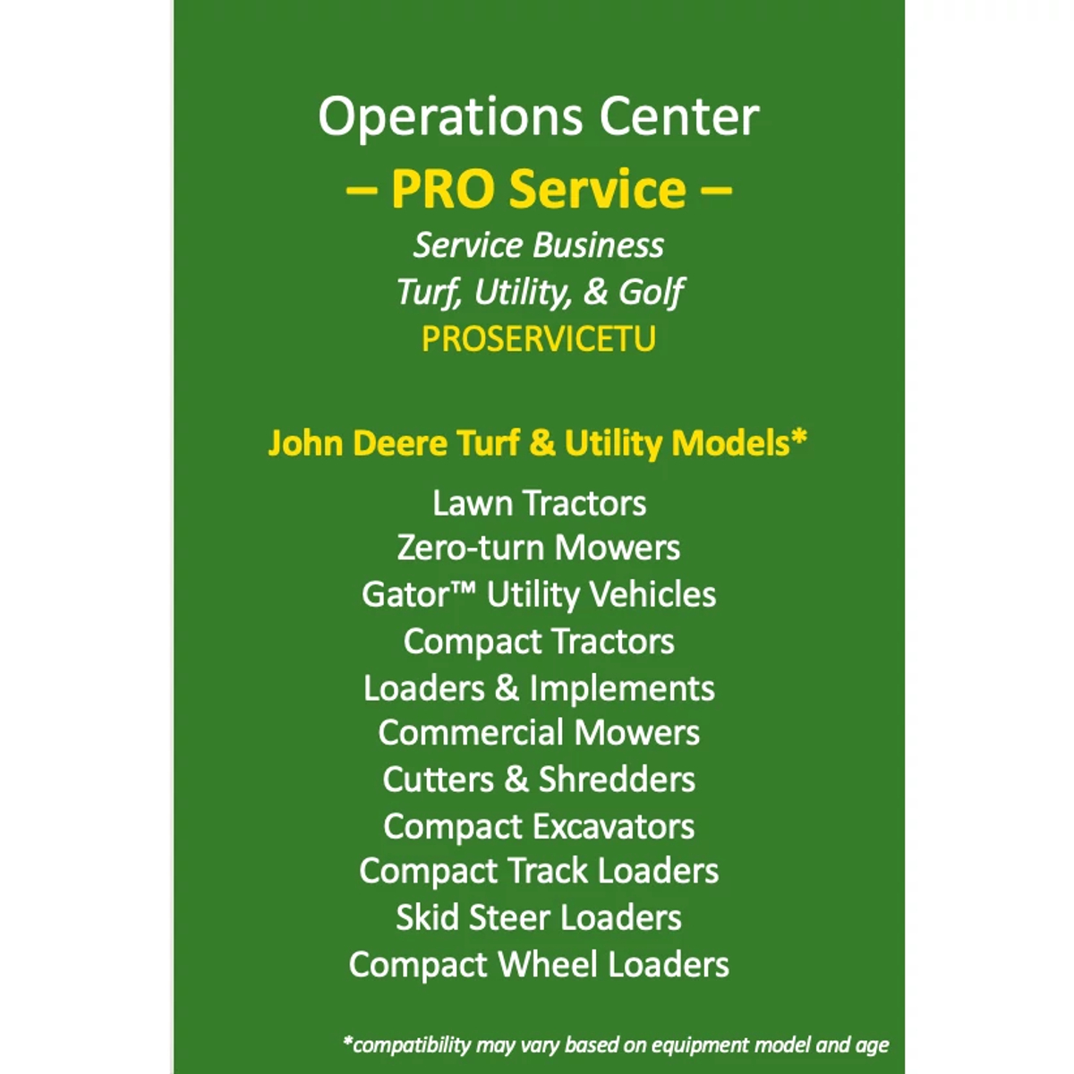 Operations Center PRO Service - Service Business - Turf, Utility, and ...