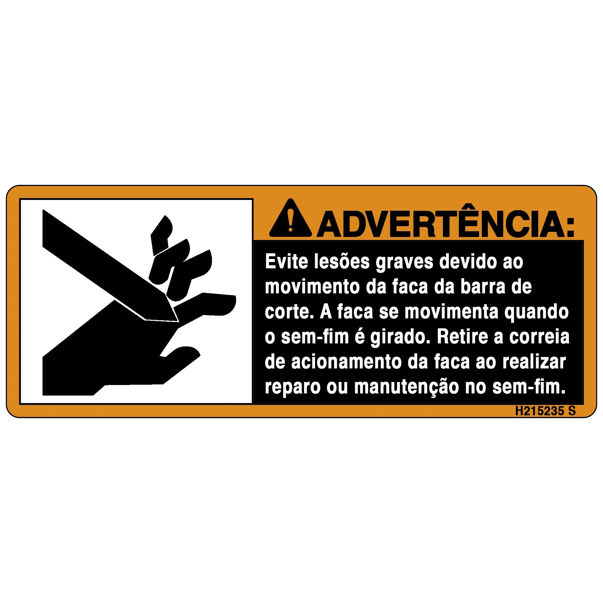 John Deere Safety Sign, Cutterbar Warning - H215235
