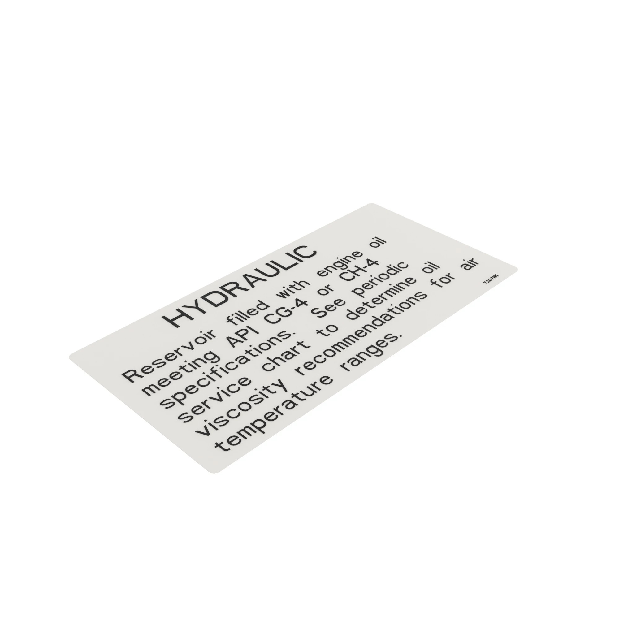 LABEL, HYDRAULIC RESERVOIR