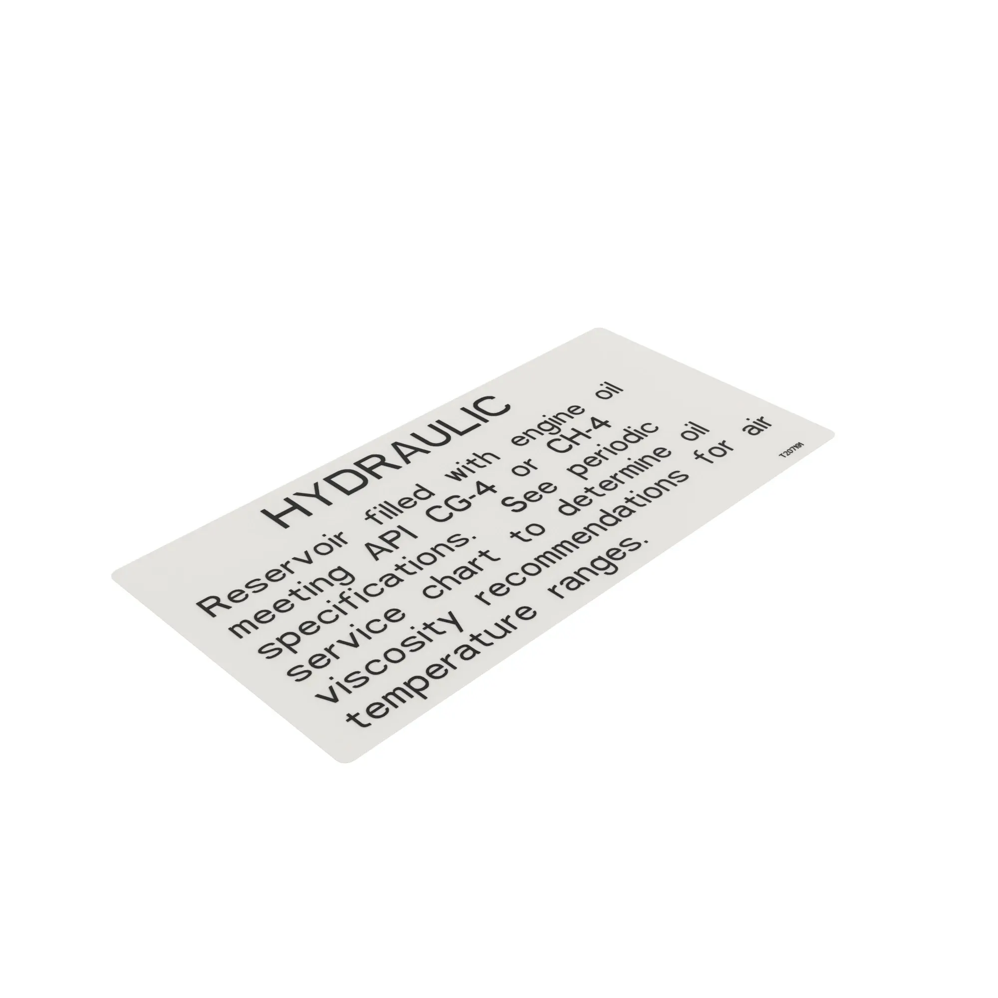 John Deere Hydraulic Oil Level Label - T207191