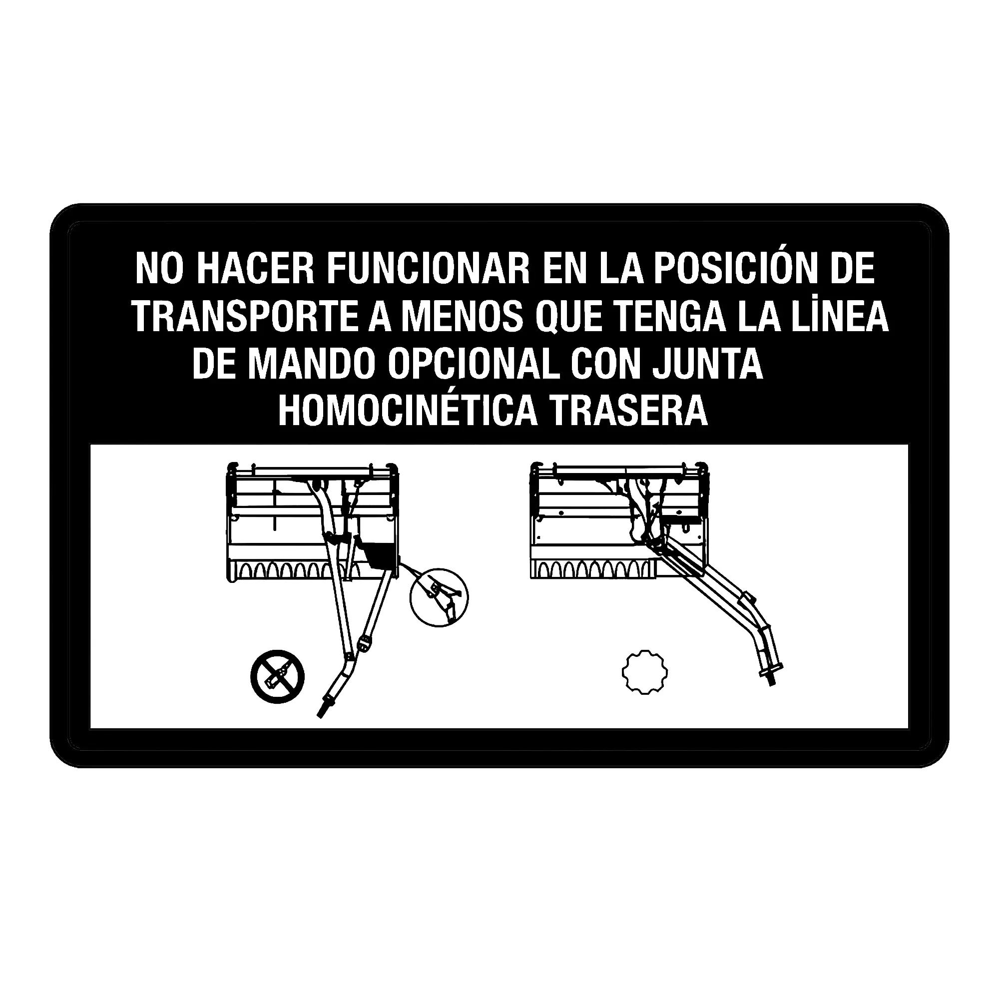 John Deere Label, Transport Position, Spanish - FH301865