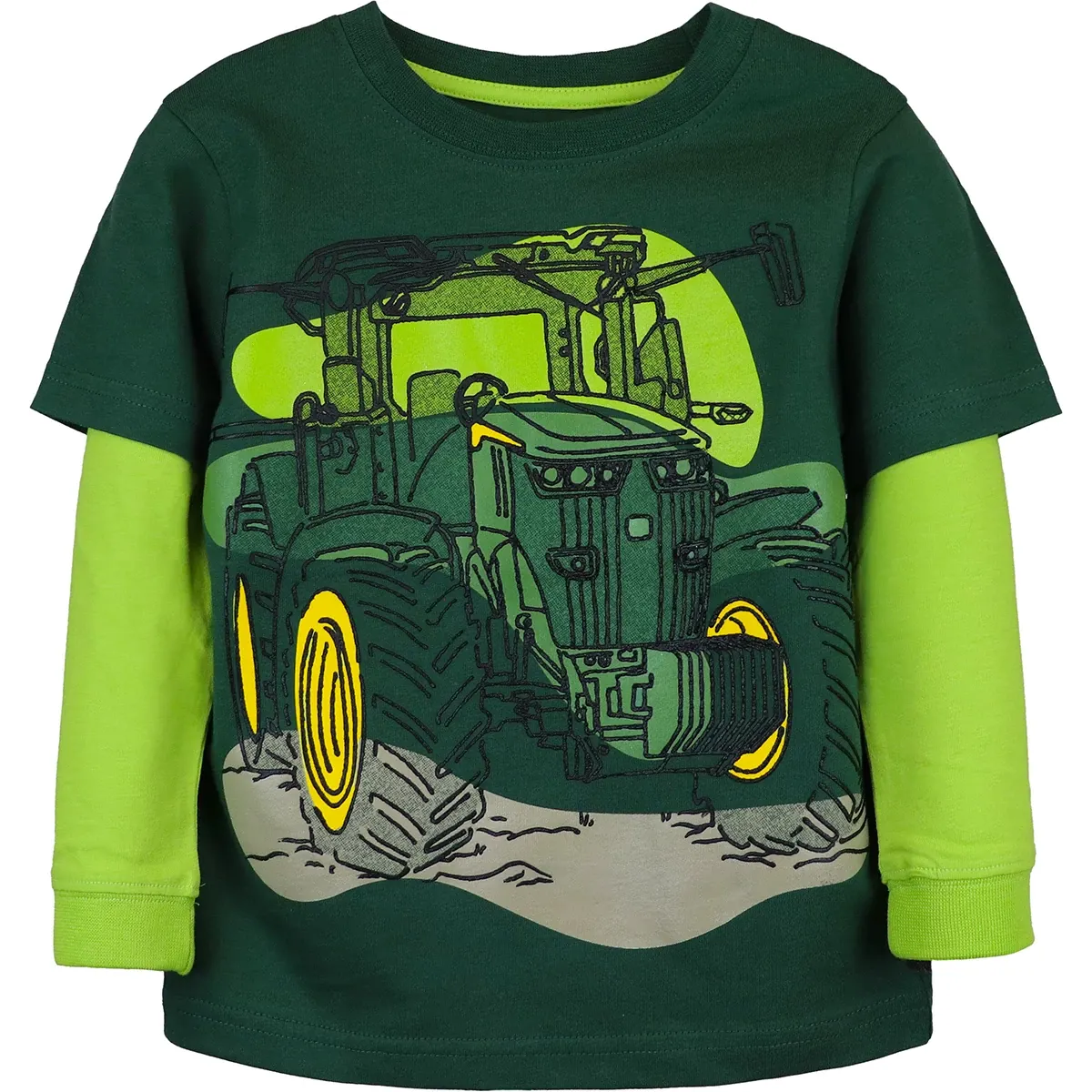 Toddler Outlined Tractor Long Sleeve T-Shirt