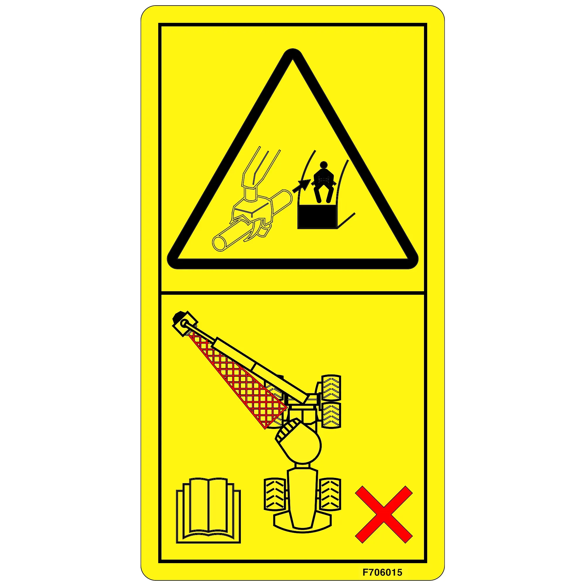 John Deere Stem Feed Text Free Warning Decal - F706015